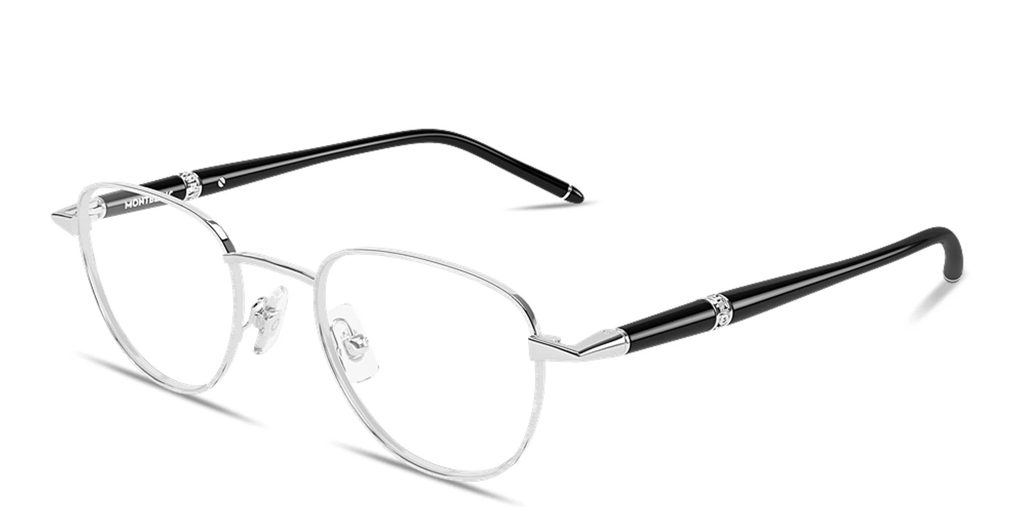 Shop MONTBLANC Meisterstück Panthos Eyeglasses in Silver online.
