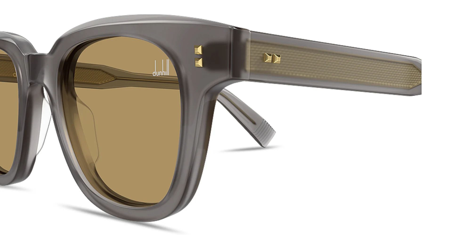 Shop Dunhill Studs Square Sunglasses in Transparent Grey online.