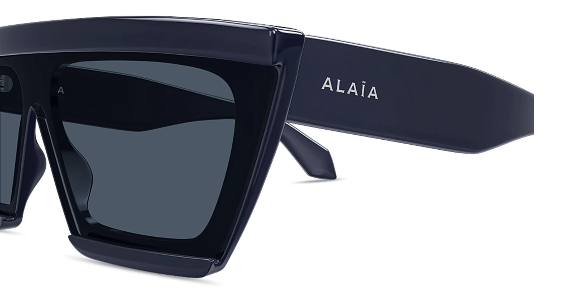 Shop ALAIA The Cut Wide Irregular Sunglasses in Blue online.