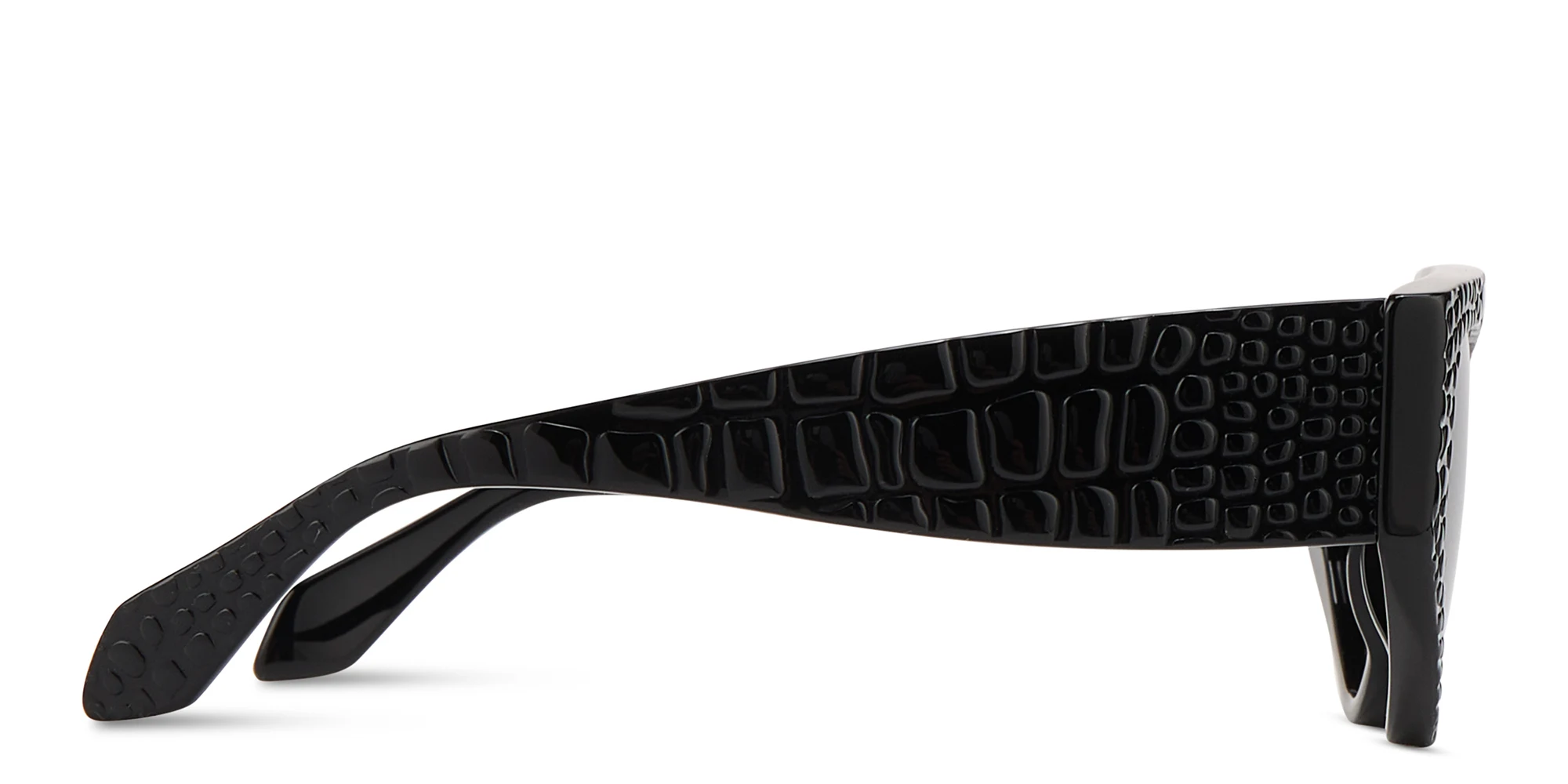Shop ALAIA Croco Irregular Sunglasses in Black online.