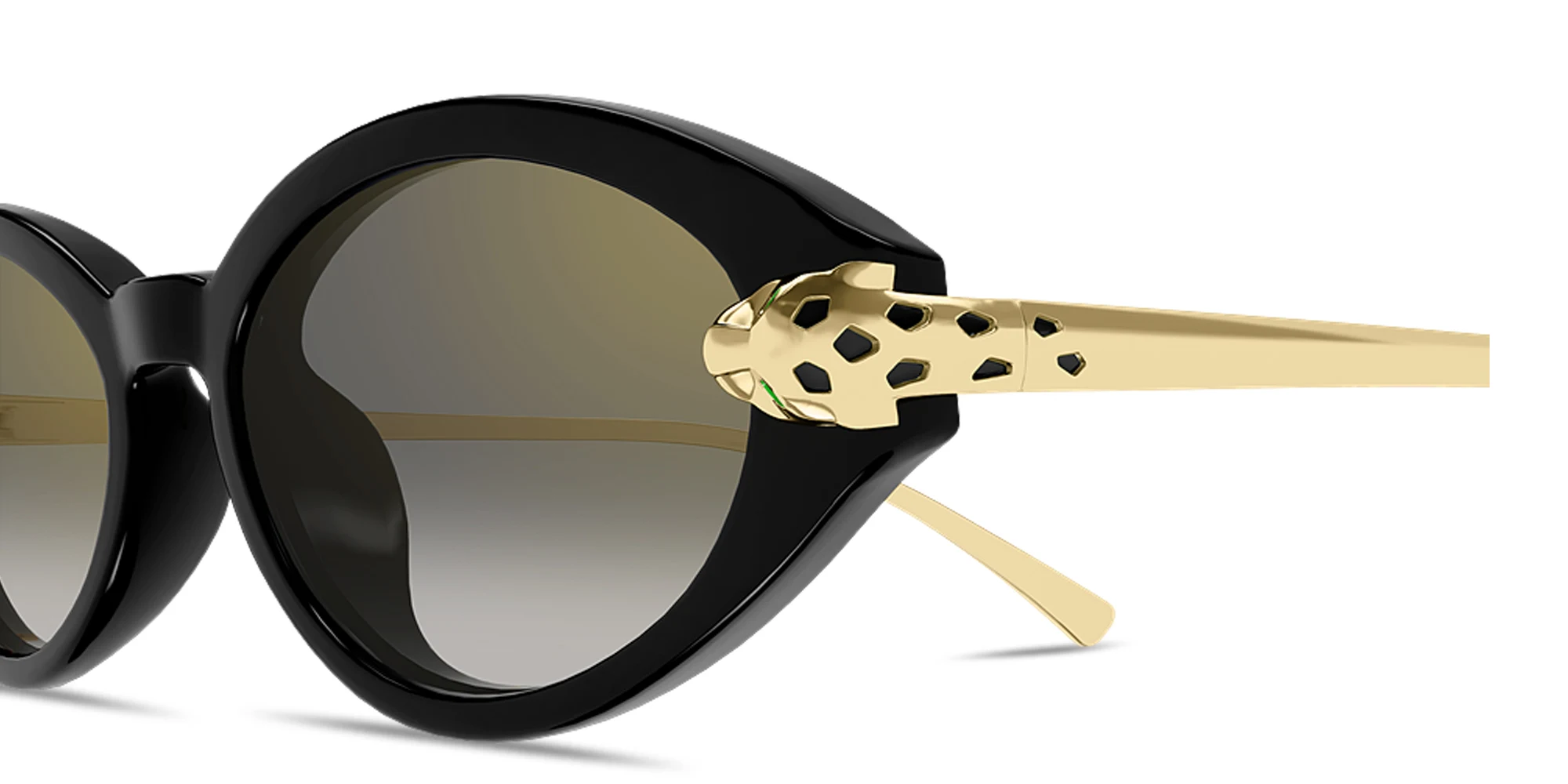 Shop Cartier Panthère de Cartier Oval Sunglasses in Black online.