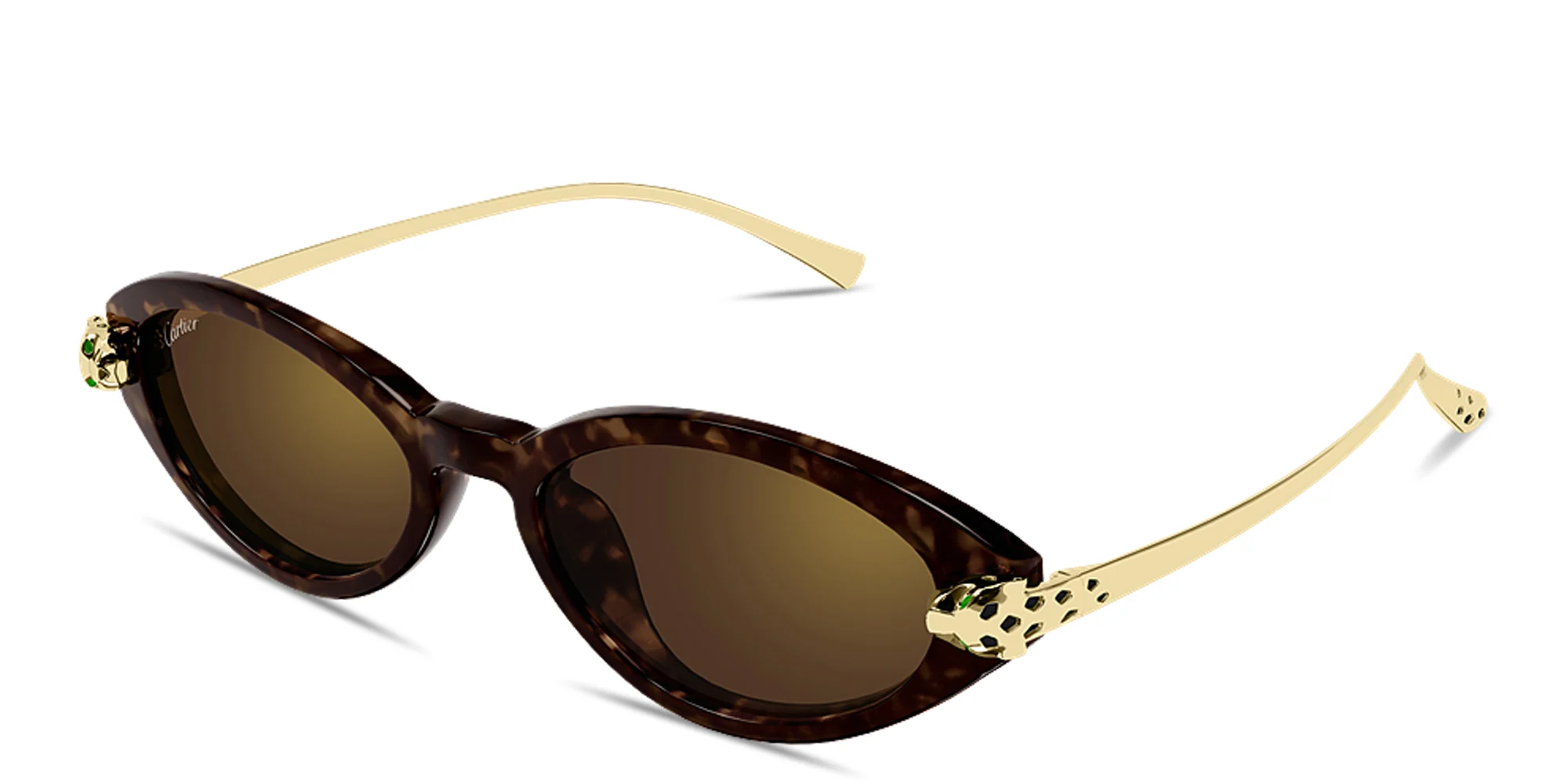Shop Cartier Panthère de Cartier Oval Sunglasses in Havana online.