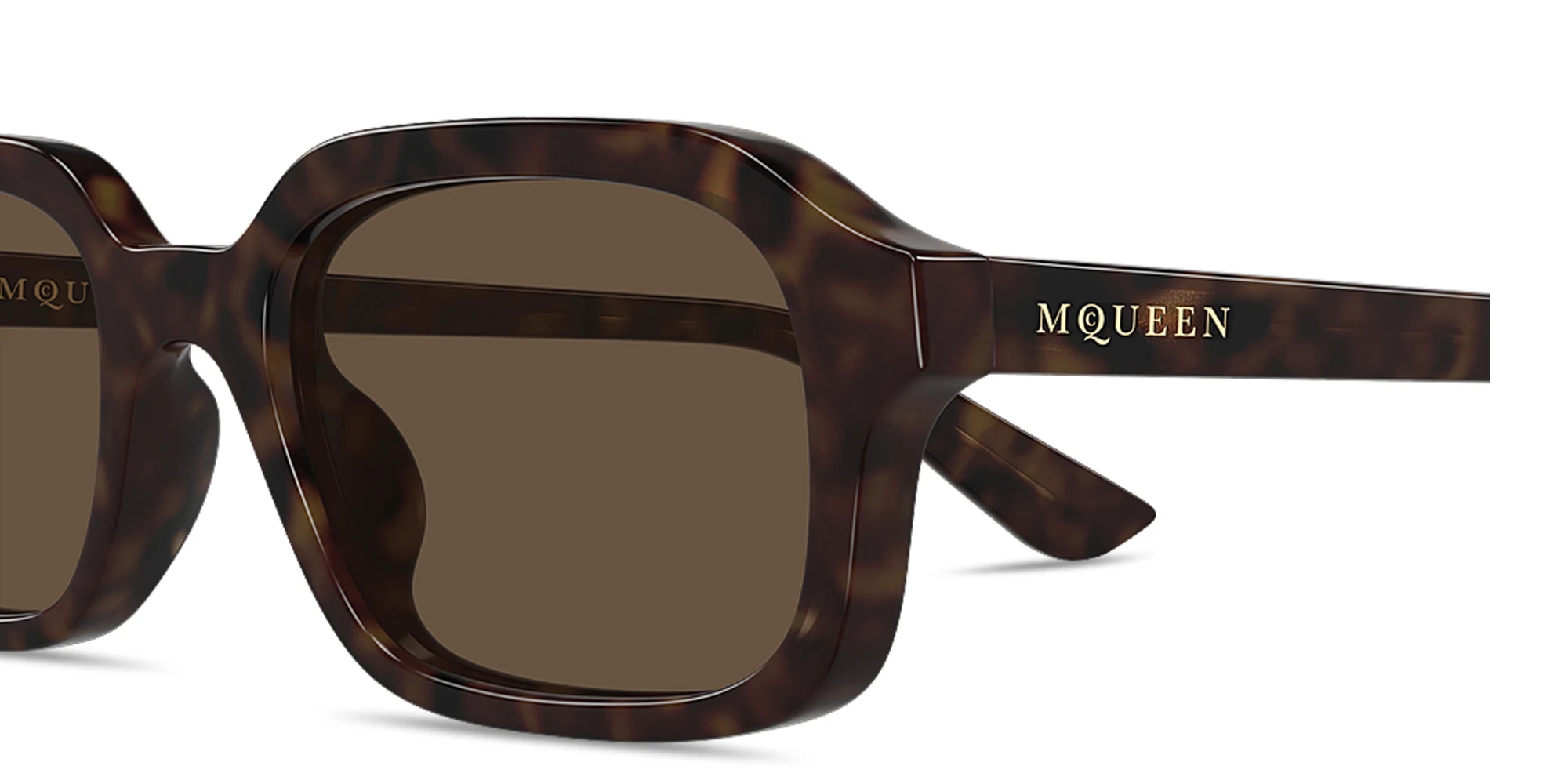 Shop Alexander McQueen Spike Rectangle Sunglasses in Havana online.