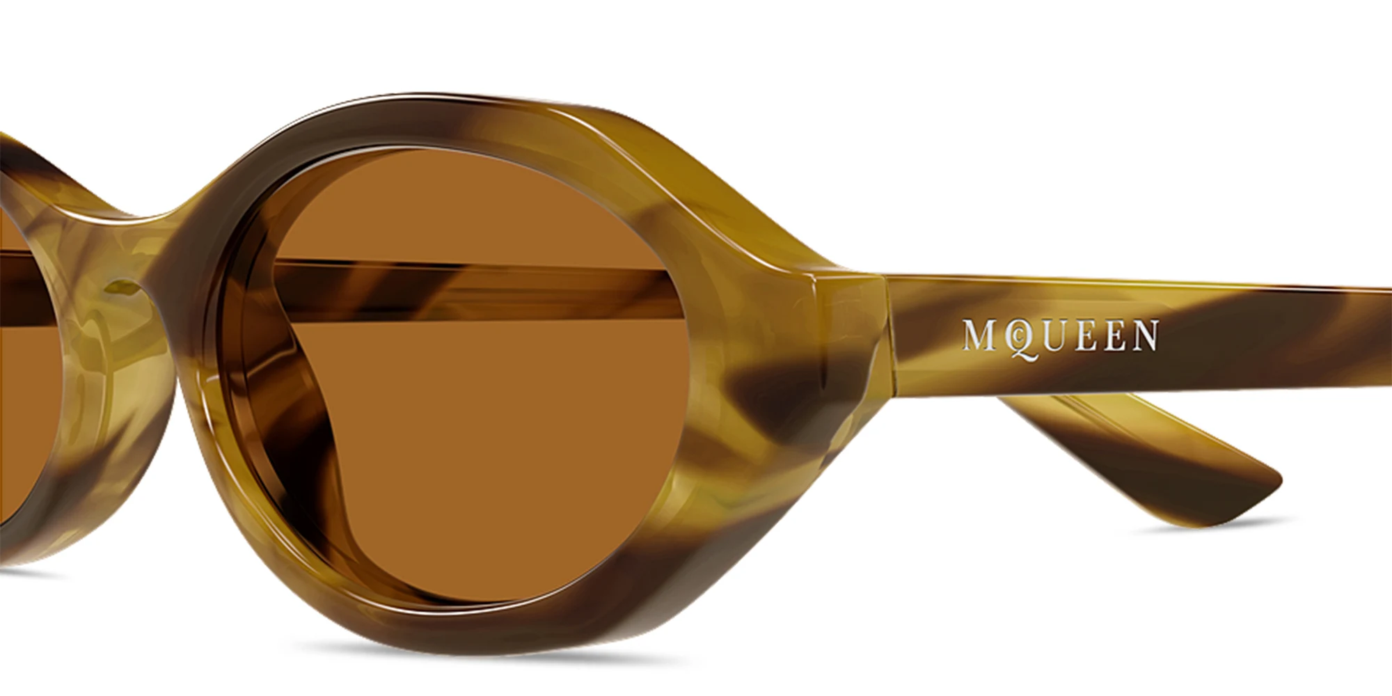 Shop Alexander McQueen Spike Oval Sunglasses in Havana online.