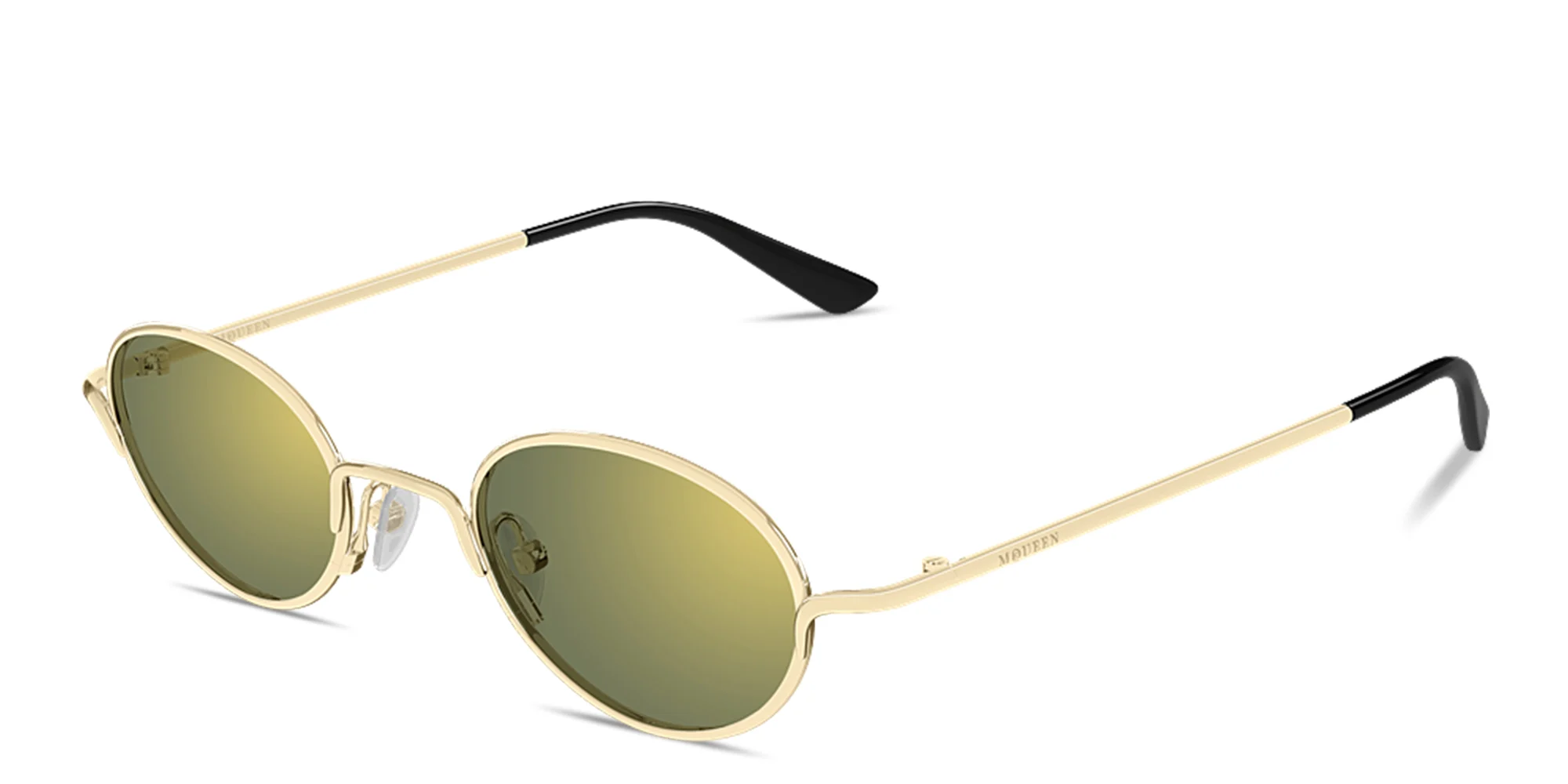 Shop Alexander McQueen Linear Unisex Panthos Sunglasses in Gold online.