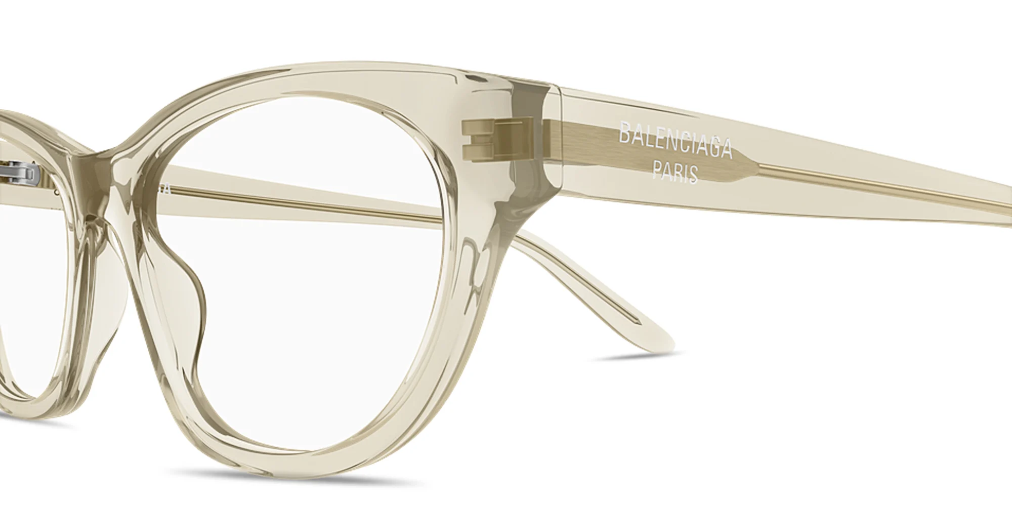 Shop BALENCIAGA Logo Signature Cat-Eye Eyeglasses in Transparent Almond online.