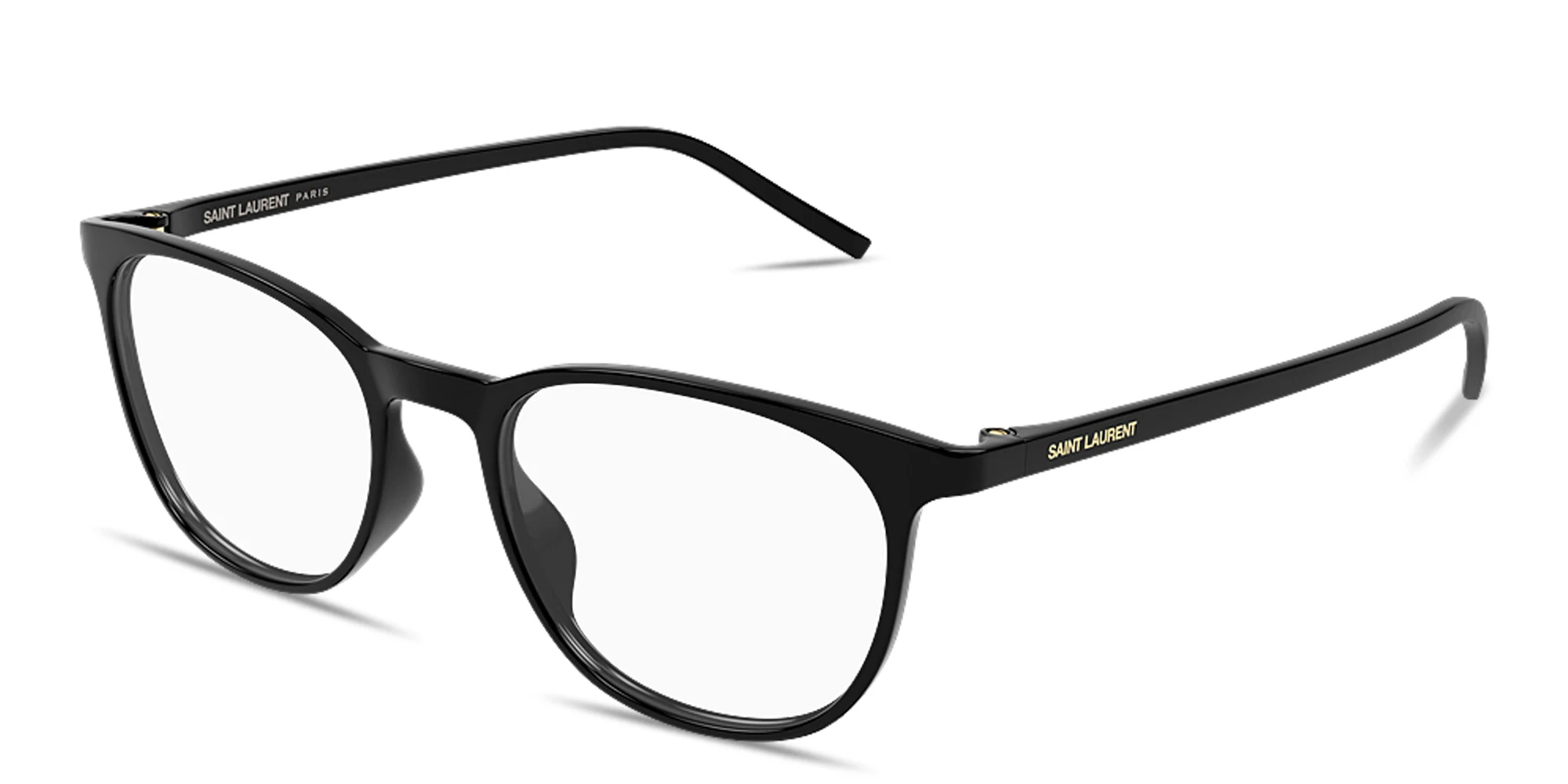 Shop SAINT LAURENT Logo Signature Unisex Panthos Eyeglasses in Shiny Black online.