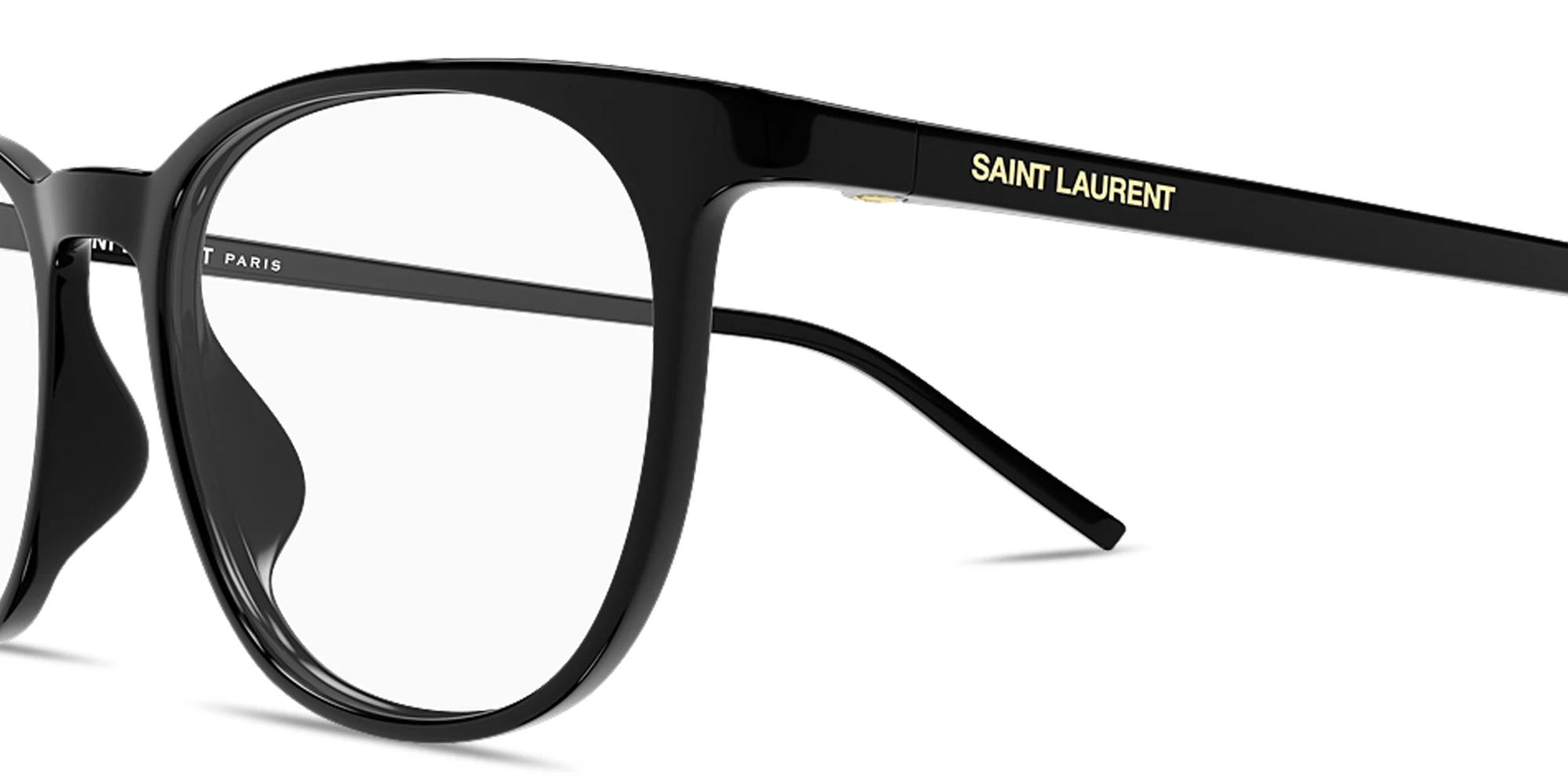 Shop SAINT LAURENT Logo Signature Unisex Panthos Eyeglasses in Shiny Black online.