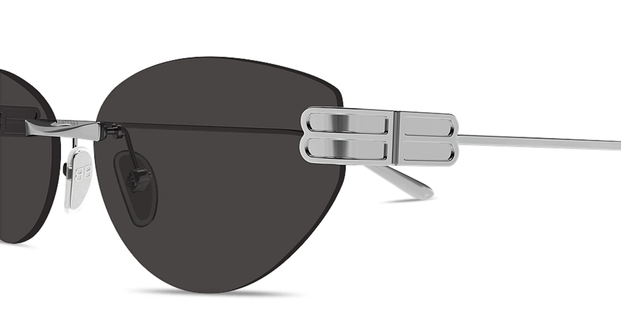 Shop BALENCIAGA Gossip Rimless Cat-Eye Sunglasses in Shiny Light Ruthenium online.