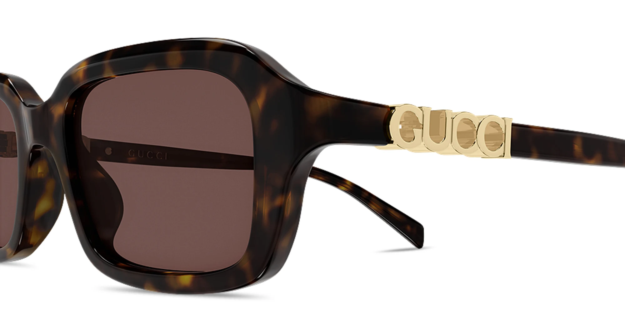 Shop GUCCI Logo Signature Rectangle Sunglasses in Dark Havana online.