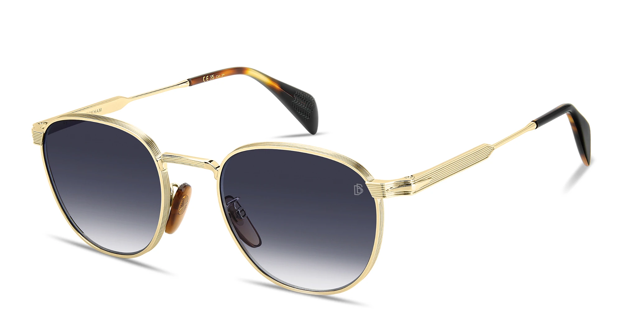 Shop DAVID BECKHAM Talisman Panthos Sunglasses in Polished Gold online.