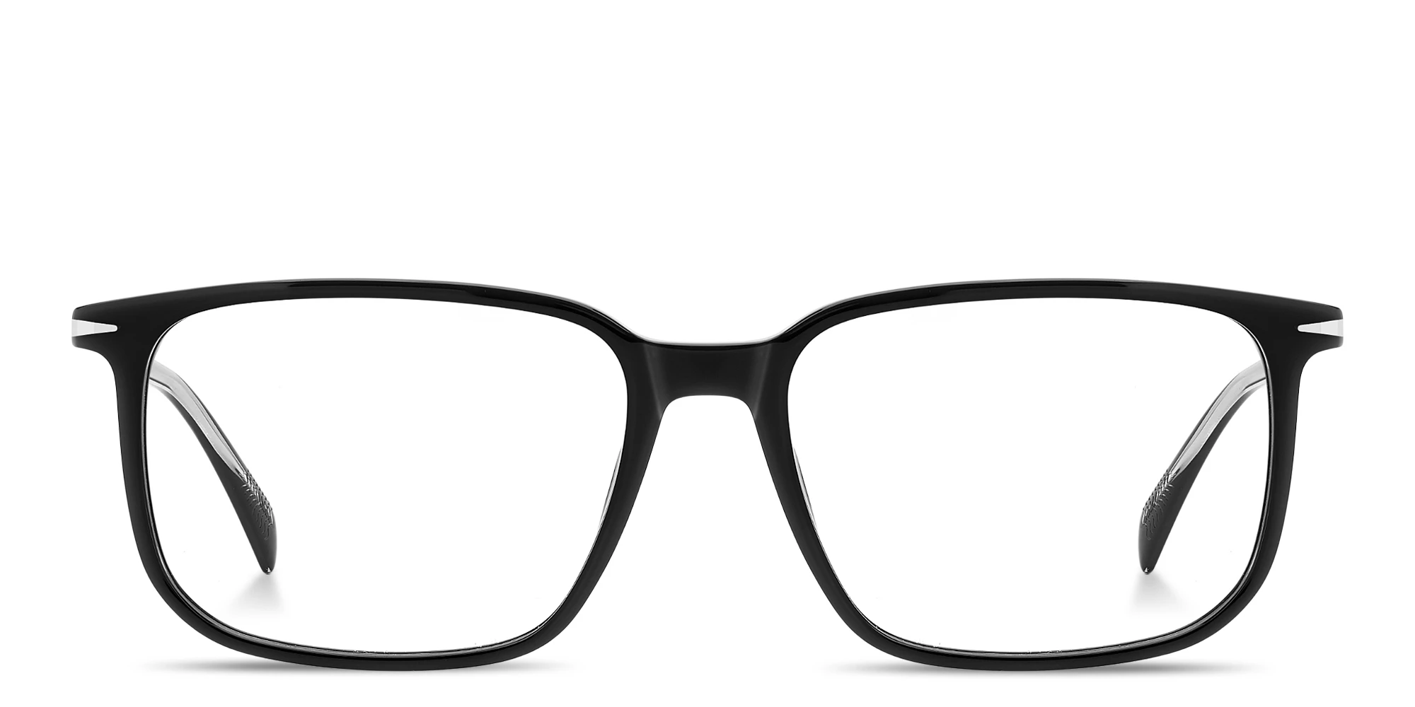 Shop DAVID BECKHAM Talisman Wide Rectangle Eyeglasses in Black online.