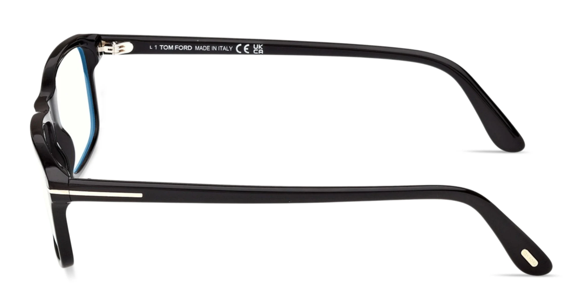 Shop TOM FORD T Logo Wide Rectangle Eyeglasses in Shiny Black online.
