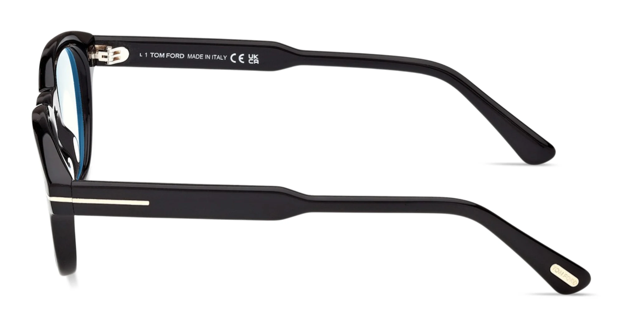 Shop TOM FORD T Logo Round Eyeglasses in Shiny Black online.
