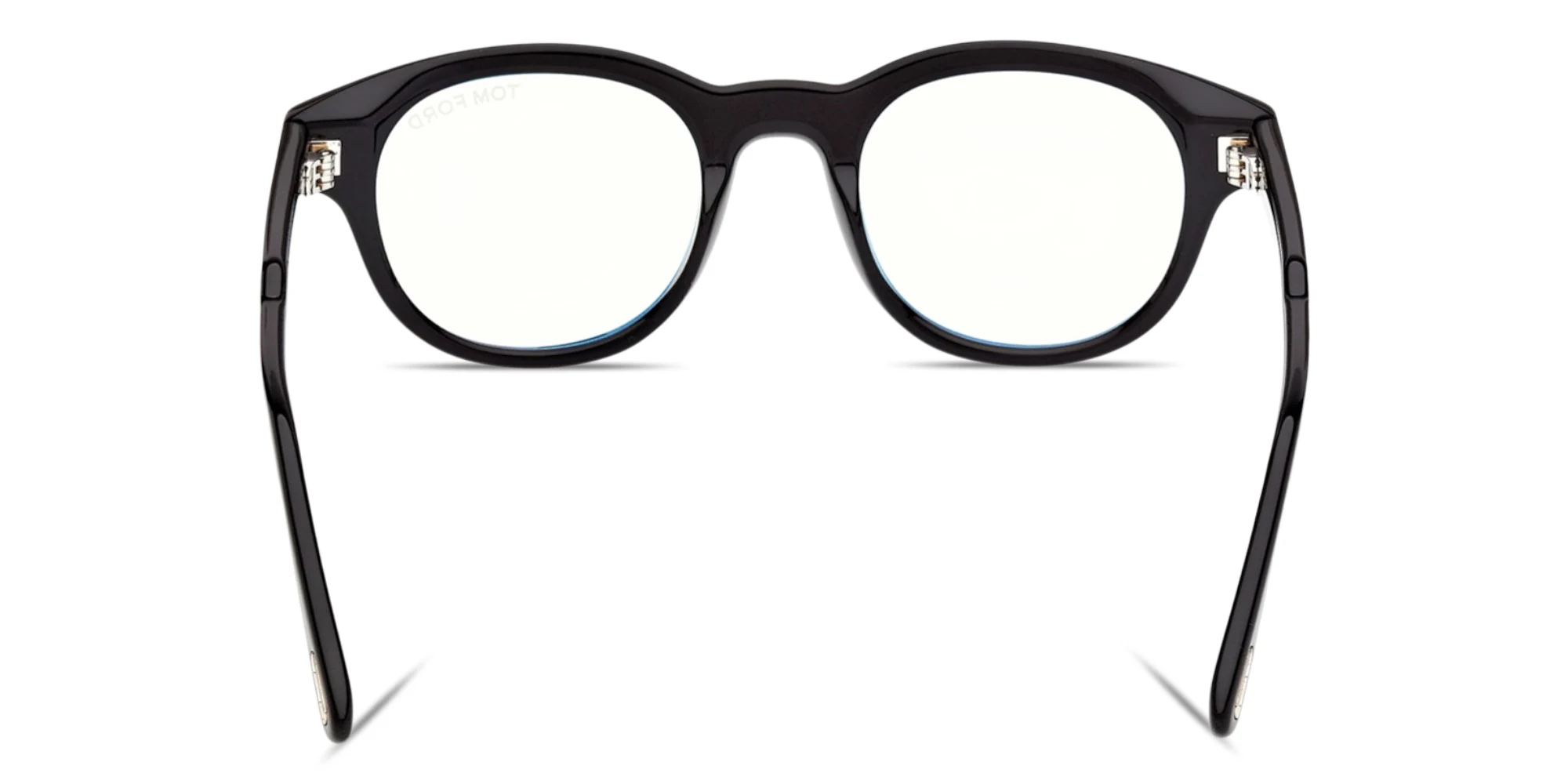 Shop TOM FORD T Logo Round Eyeglasses in Shiny Black online.