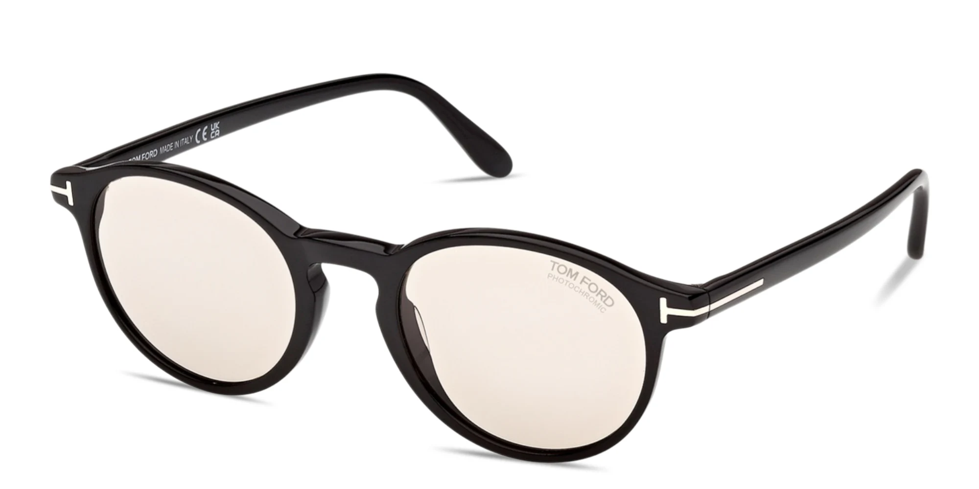 Shop TOM FORD Prescott Round Sunglasses in Shiny Black online.
