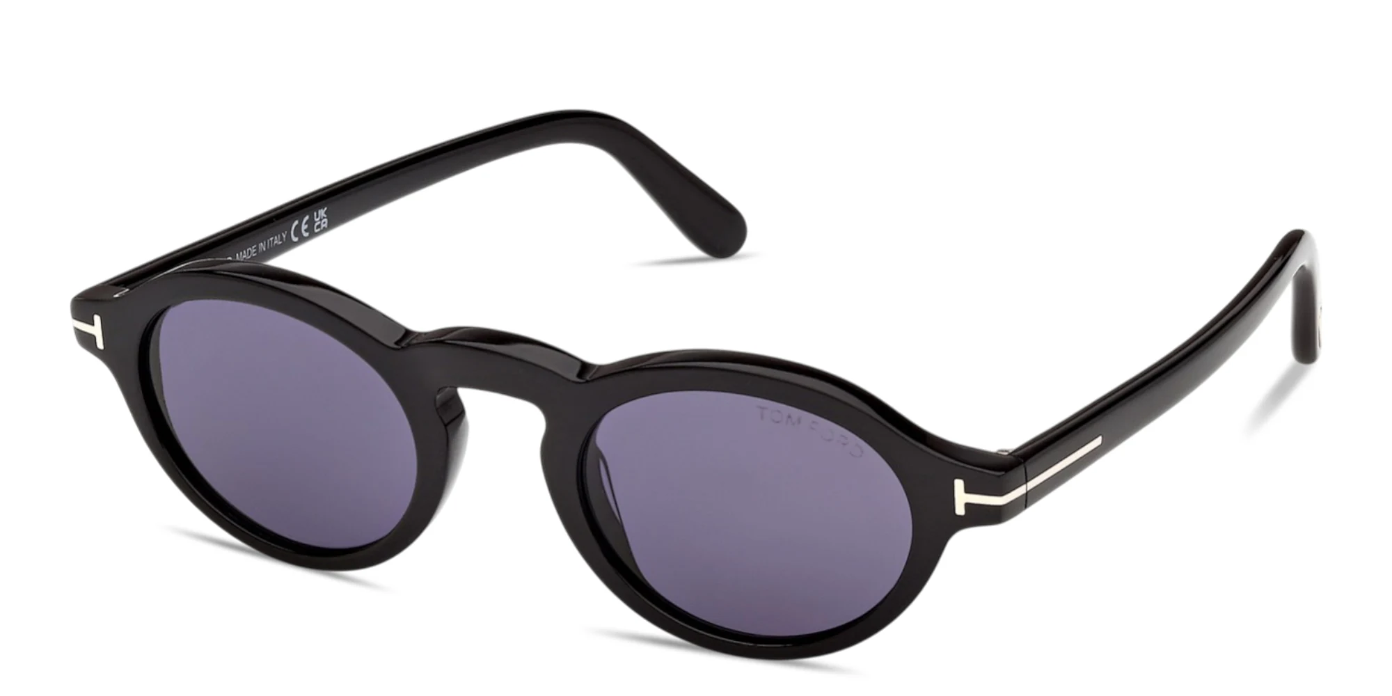 Shop TOM FORD Aristotle Oval Sunglasses in Shiny Black online.