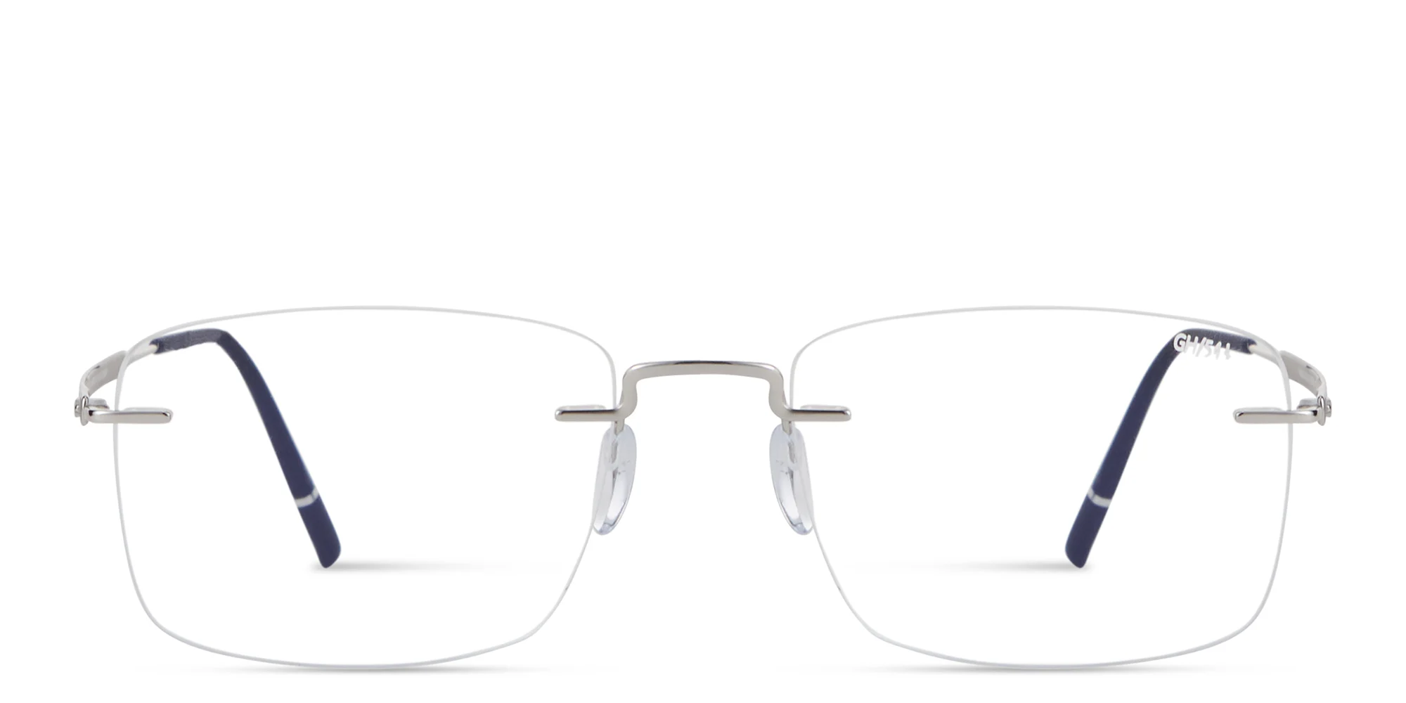 Shop Silhouette The Visionary Rimless Rectangle Eyeglasses in Silver online.