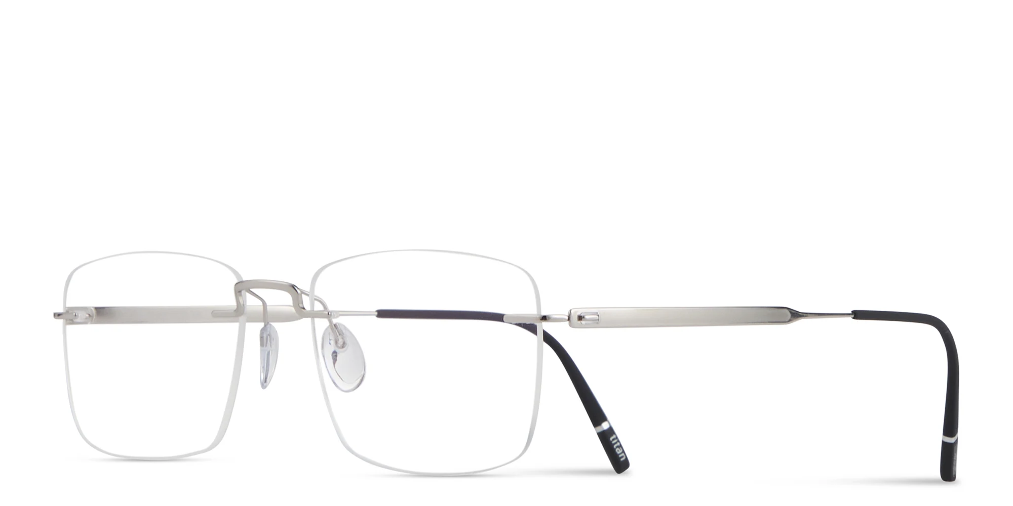 Shop Silhouette The Visionary Rimless Rectangle Eyeglasses in Silver online.