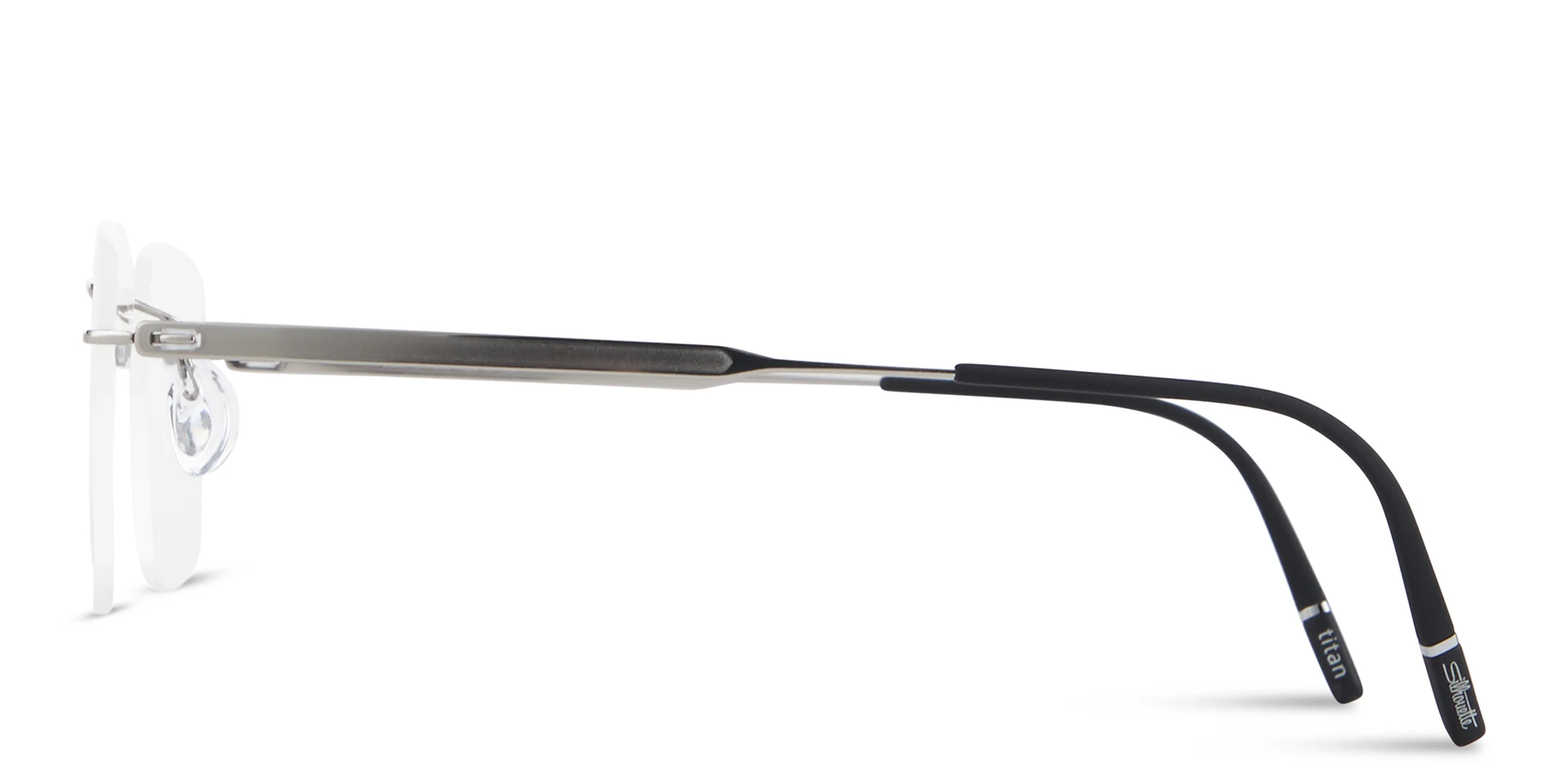 Shop Silhouette The Visionary Rimless Rectangle Eyeglasses in Silver online.