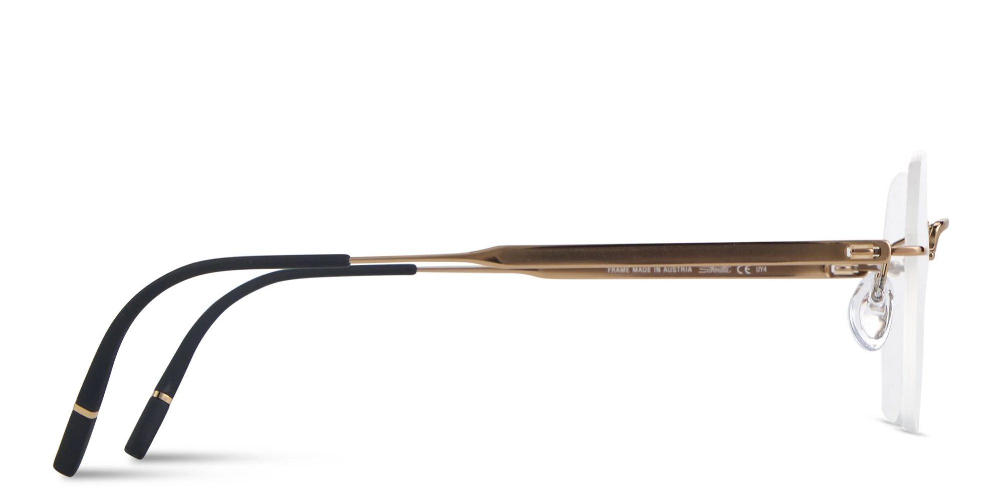 Shop Silhouette The Visionary Rimless Irregular Eyeglasses in Gold online.