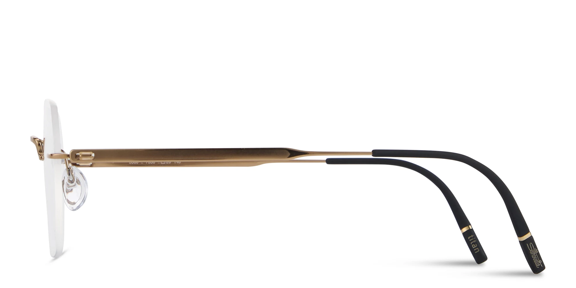 Shop Silhouette The Visionary Rimless Irregular Eyeglasses in Gold online.