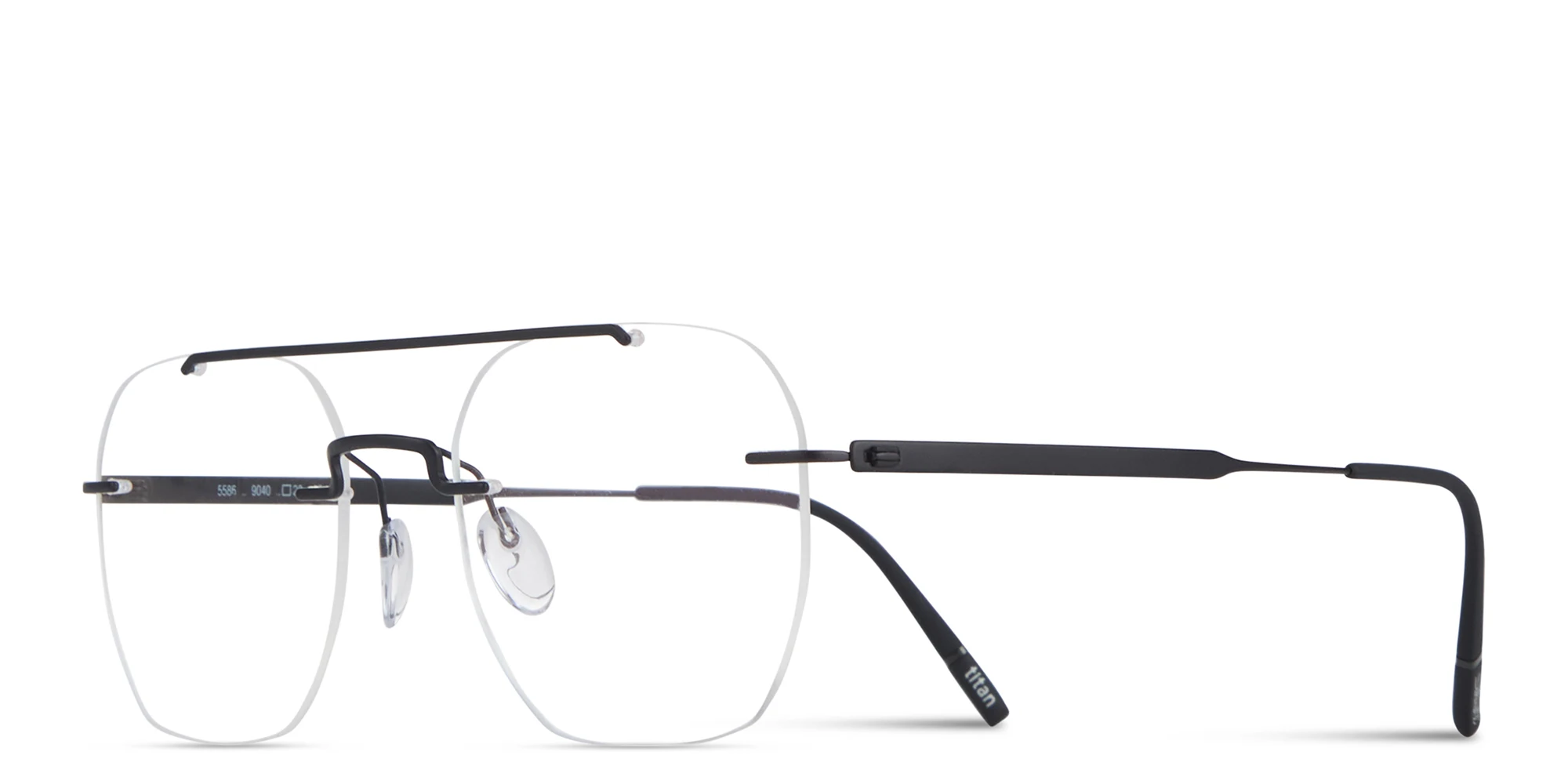 Shop Silhouette The Visionary Rimless Square Eyeglasses in Black online.