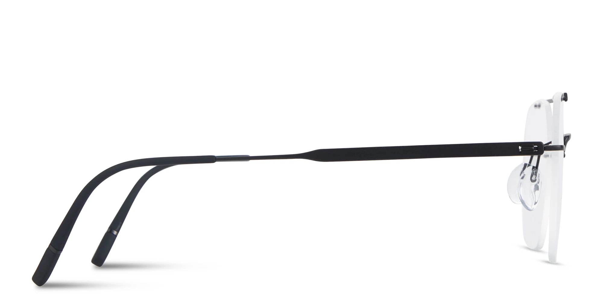 Shop Silhouette The Visionary Rimless Square Eyeglasses in Black online.