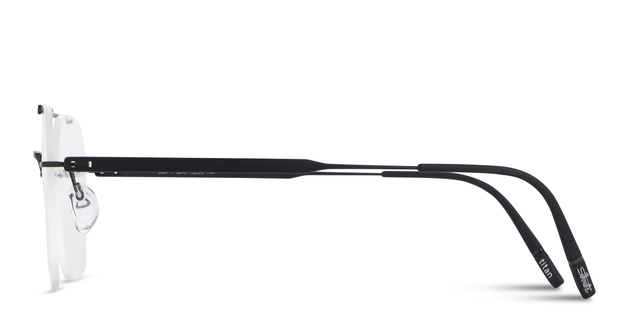 Shop Silhouette The Visionary Rimless Square Eyeglasses in Black online.