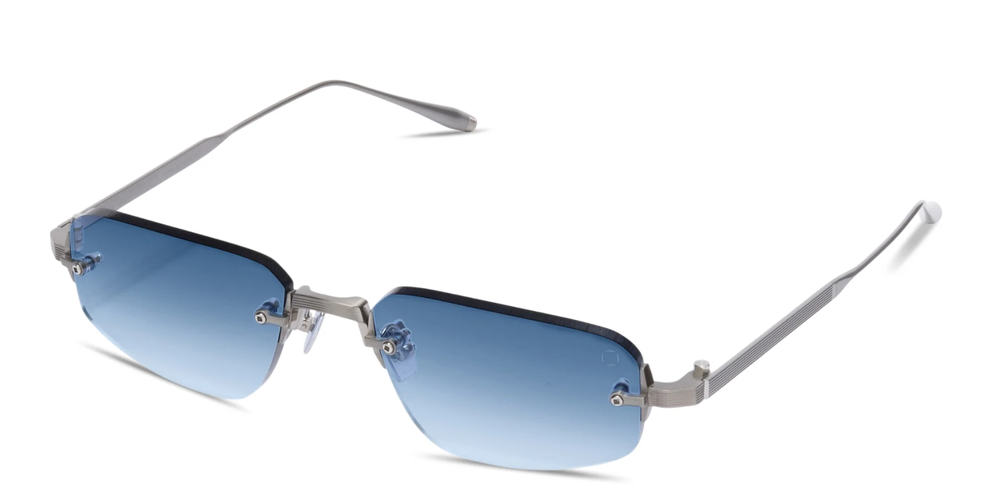 Shop AKONI Juno-Three Unisex Rimless Rectangle Sunglasses in Palladium online.