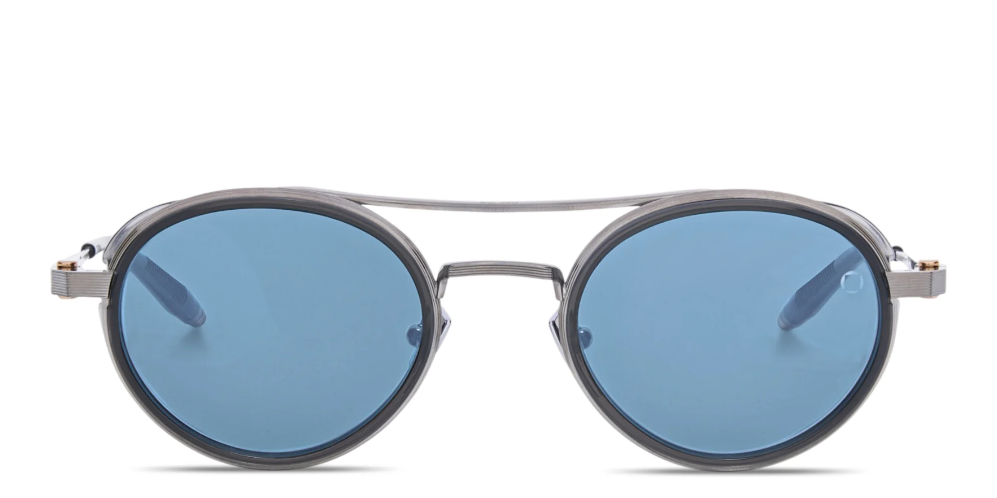 Shop AKONI Astria Unisex Round Sunglasses in Black palladium online.