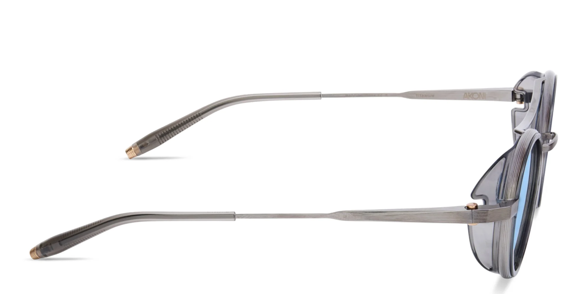 Shop AKONI Astria Unisex Round Sunglasses in Black palladium online.