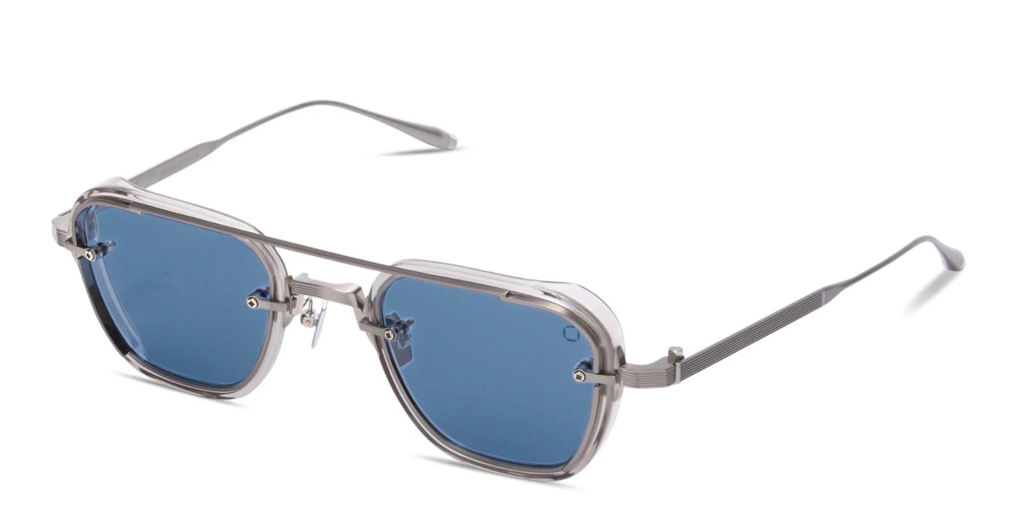 Shop AKONI Jura Unisex Square Sunglasses in Transparent Grey online.