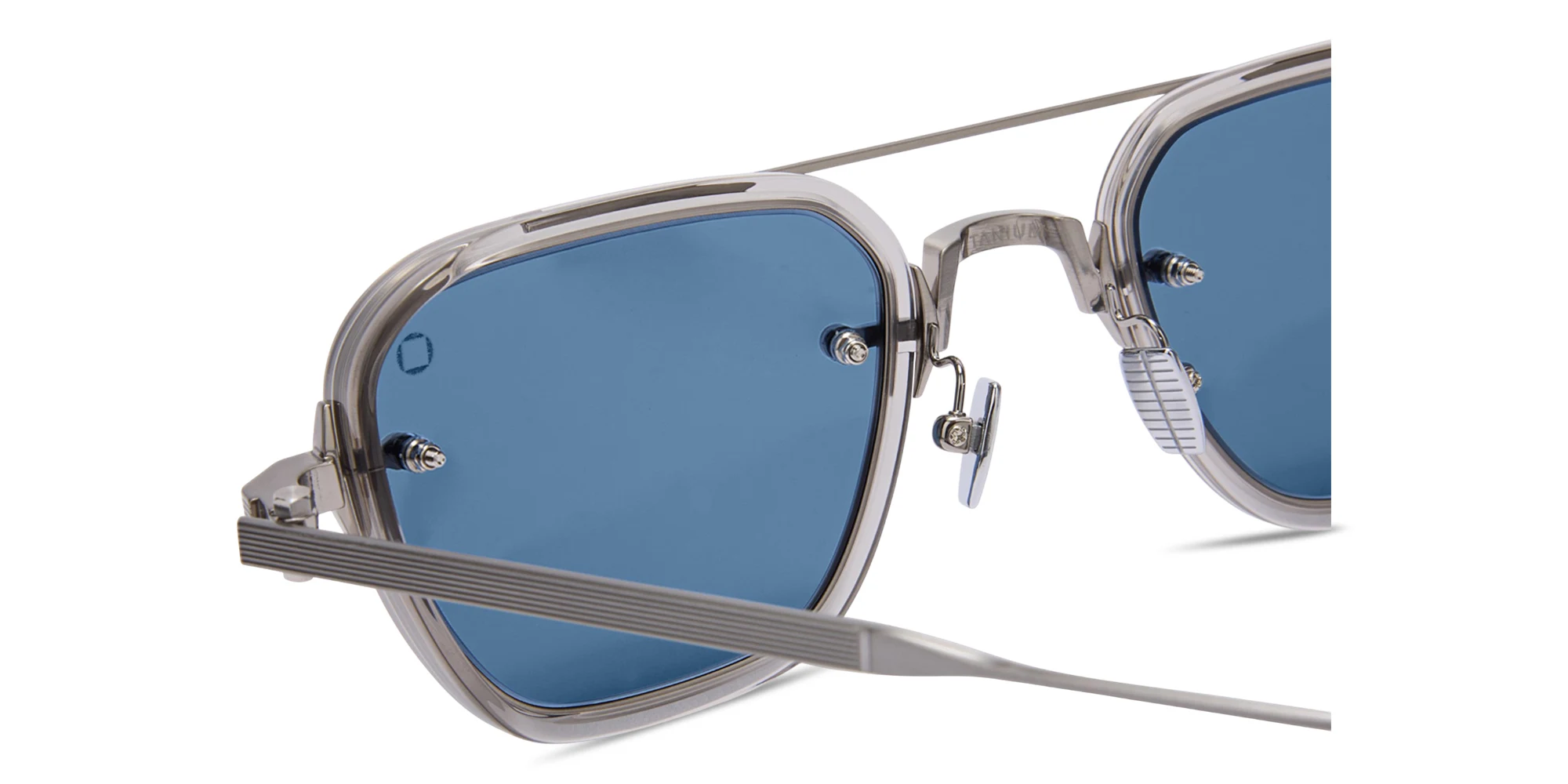 Shop AKONI Jura Unisex Square Sunglasses in Transparent Grey online.