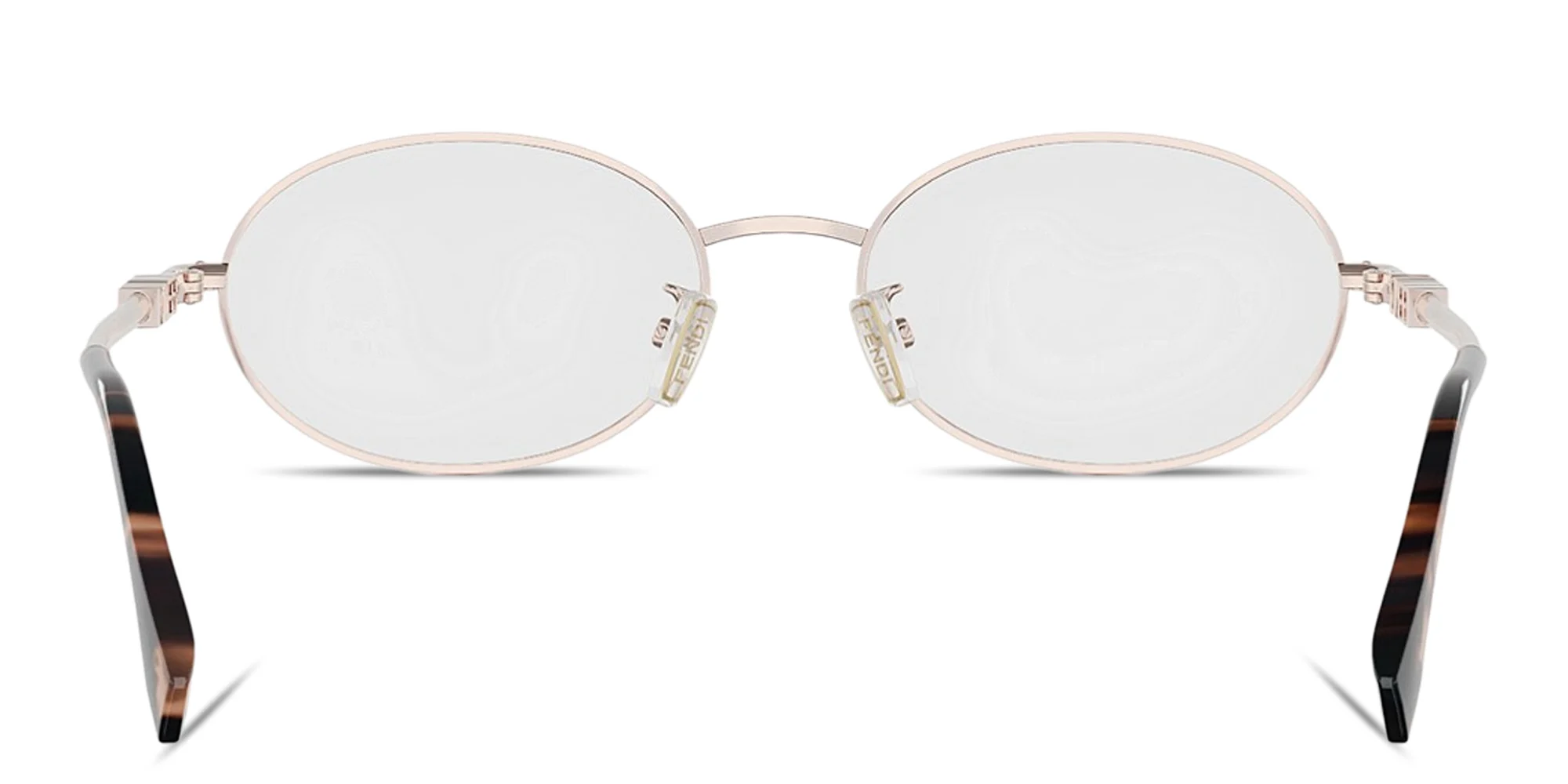Shop FENDI Fendigraphy Oval Eyeglasses in Rose Gold online.