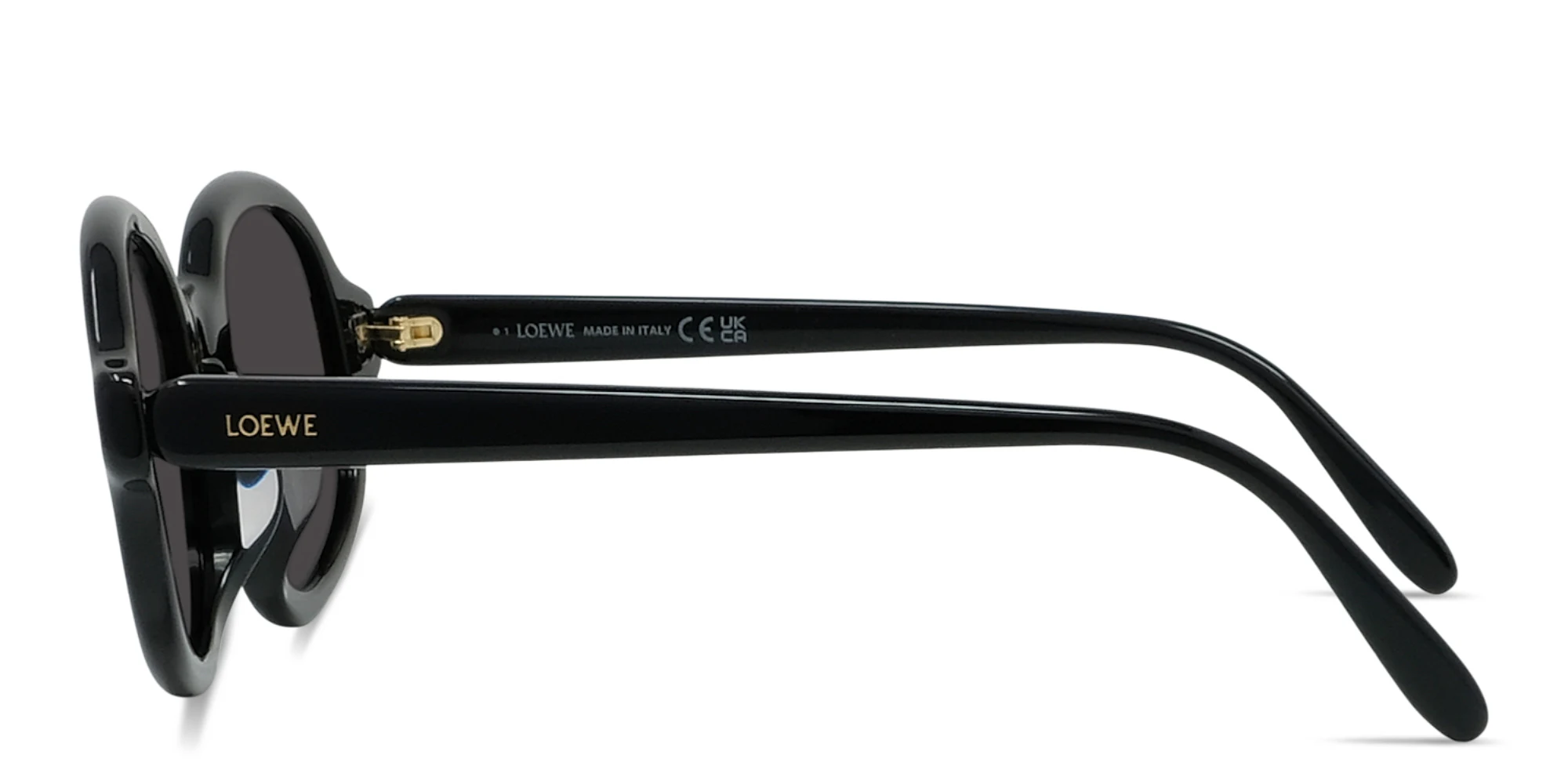 Shop LOEWE Slim Round Sunglasses in Black online.