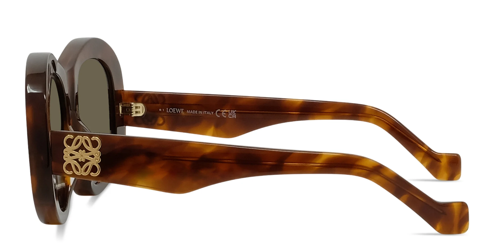 Shop LOEWE Anagram Oversized Irregular Sunglasses in Amber Havana online.