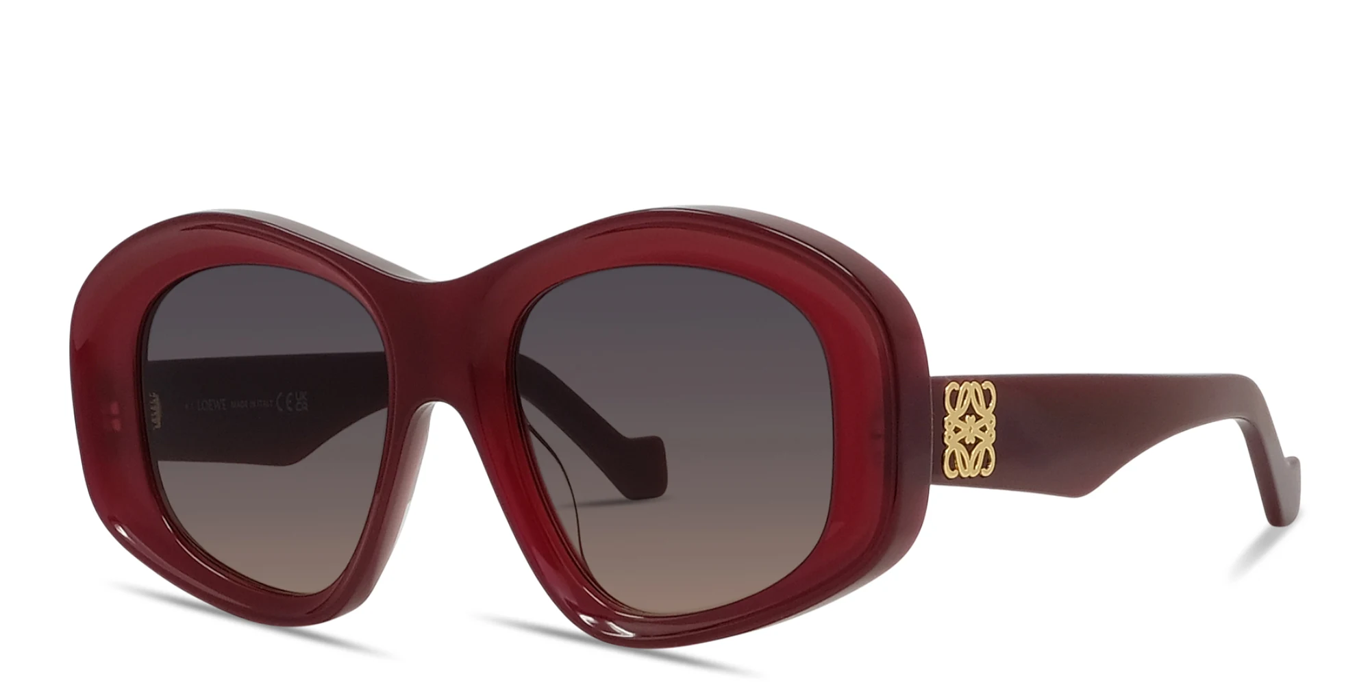 Shop LOEWE Anagram Oversized Irregular Sunglasses in Opaline bordeaux online.
