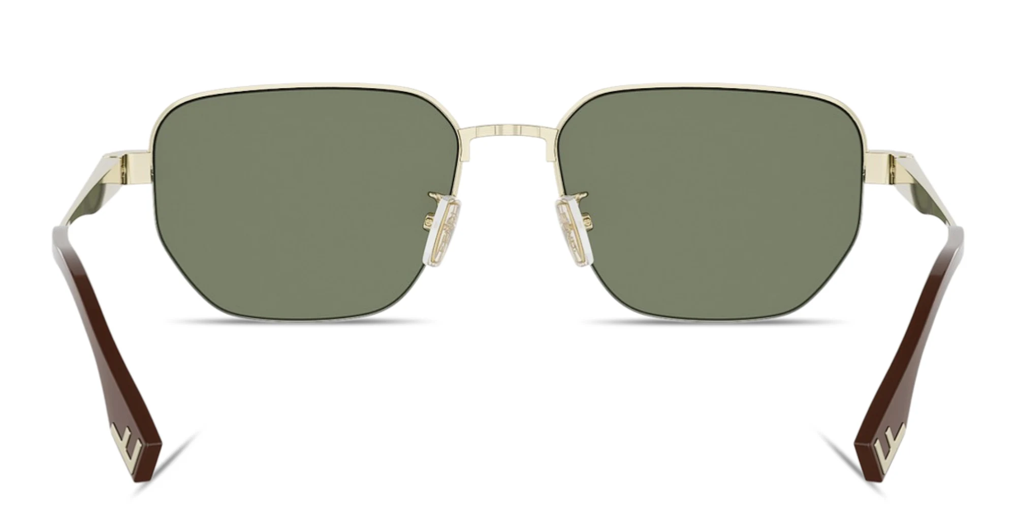 Shop FENDI Sky Half-Rim Irregular Sunglasses in Light Gold online.