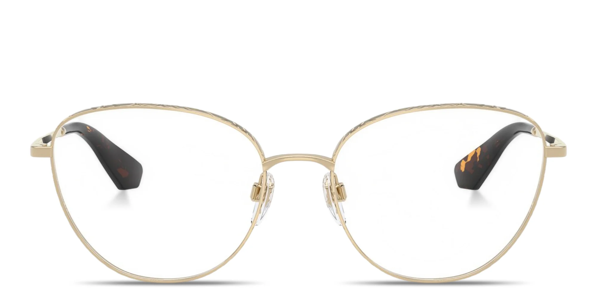 Shop BURBERRY Engraved Logo Cat-Eye Eyeglasses in Light Gold online.