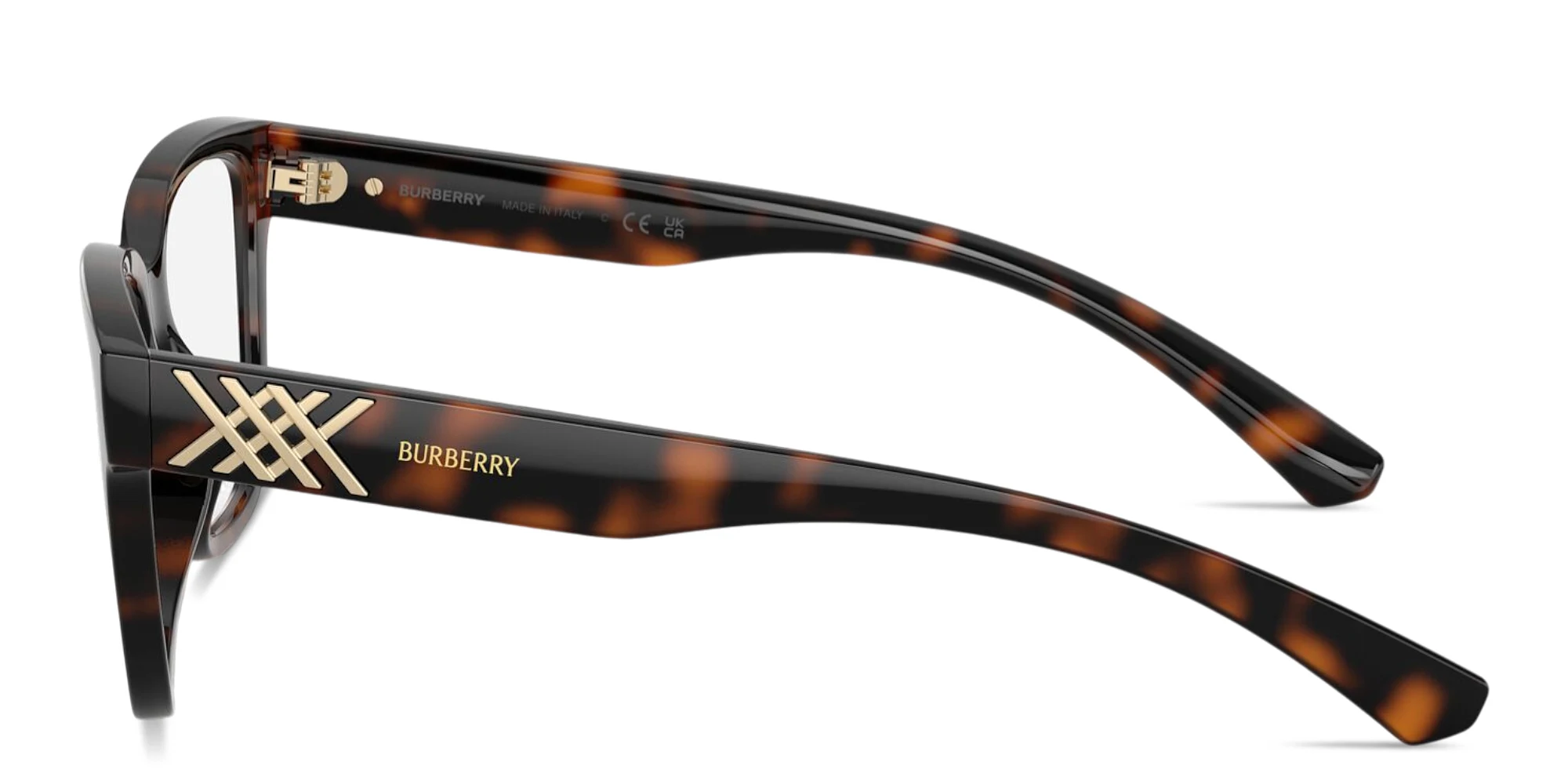 Shop BURBERRY Logo Signature Square Eyeglasses in Dark Havana online.