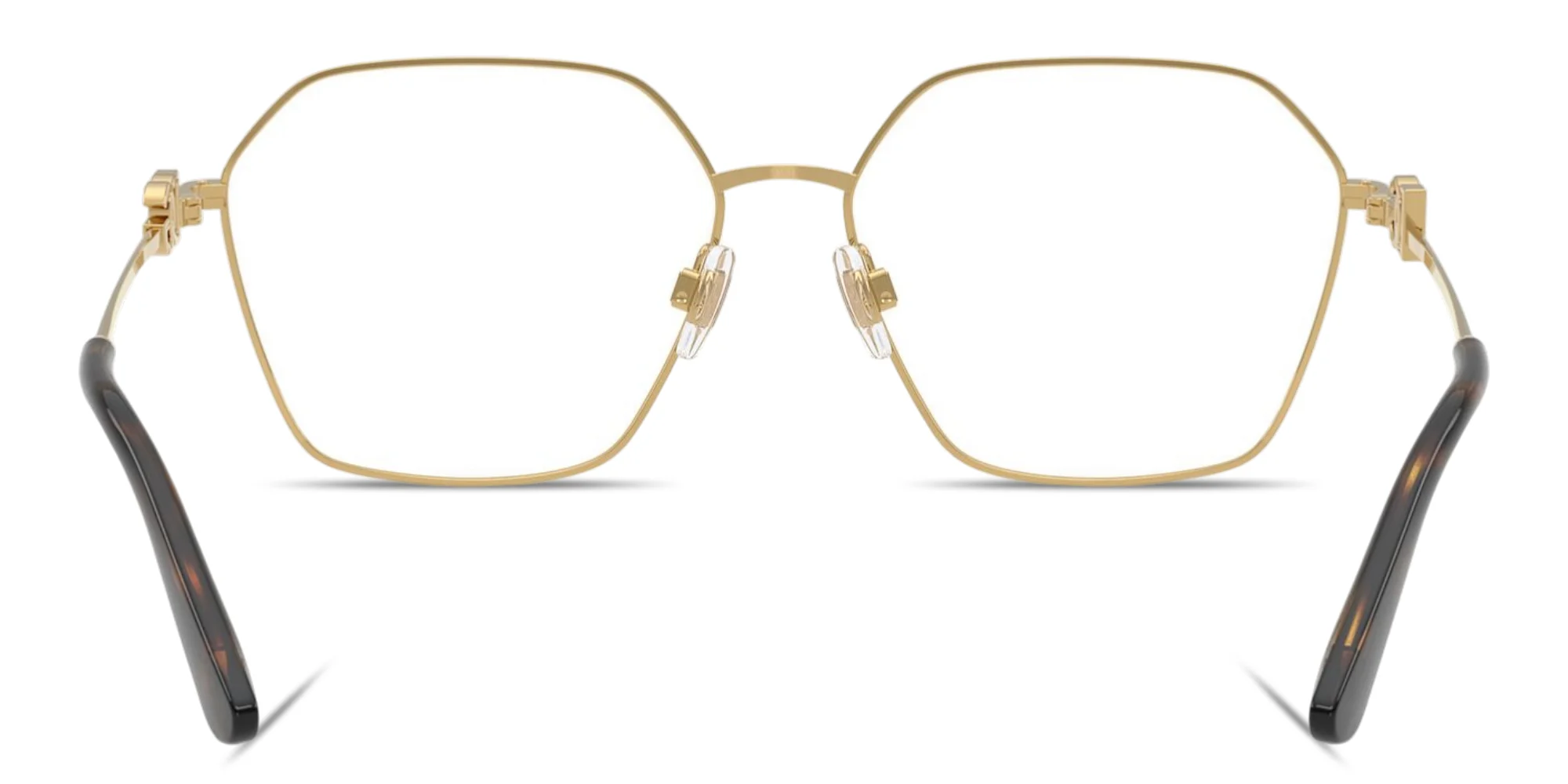 Shop Dolce & Gabbana DG Wide Panthos Eyeglasses in Gold online.