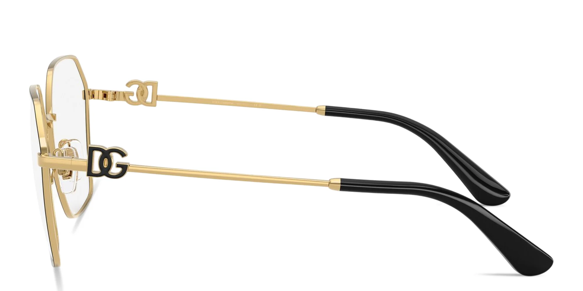 Shop Dolce & Gabbana DG Wide Panthos Eyeglasses in Gold Black online.