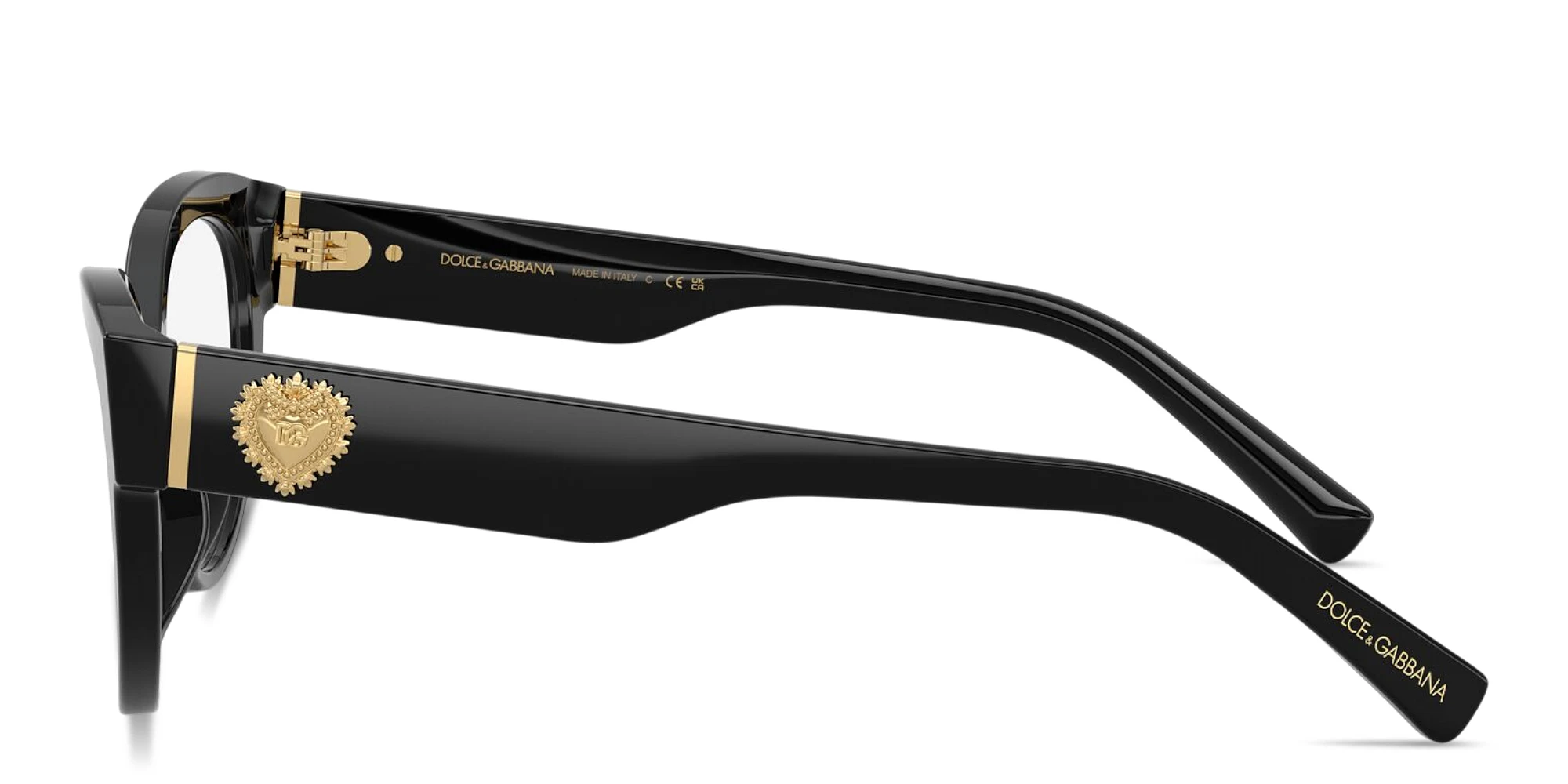 Shop Dolce & Gabbana Heart Motif Cat-Eye Eyeglasses in Black online.