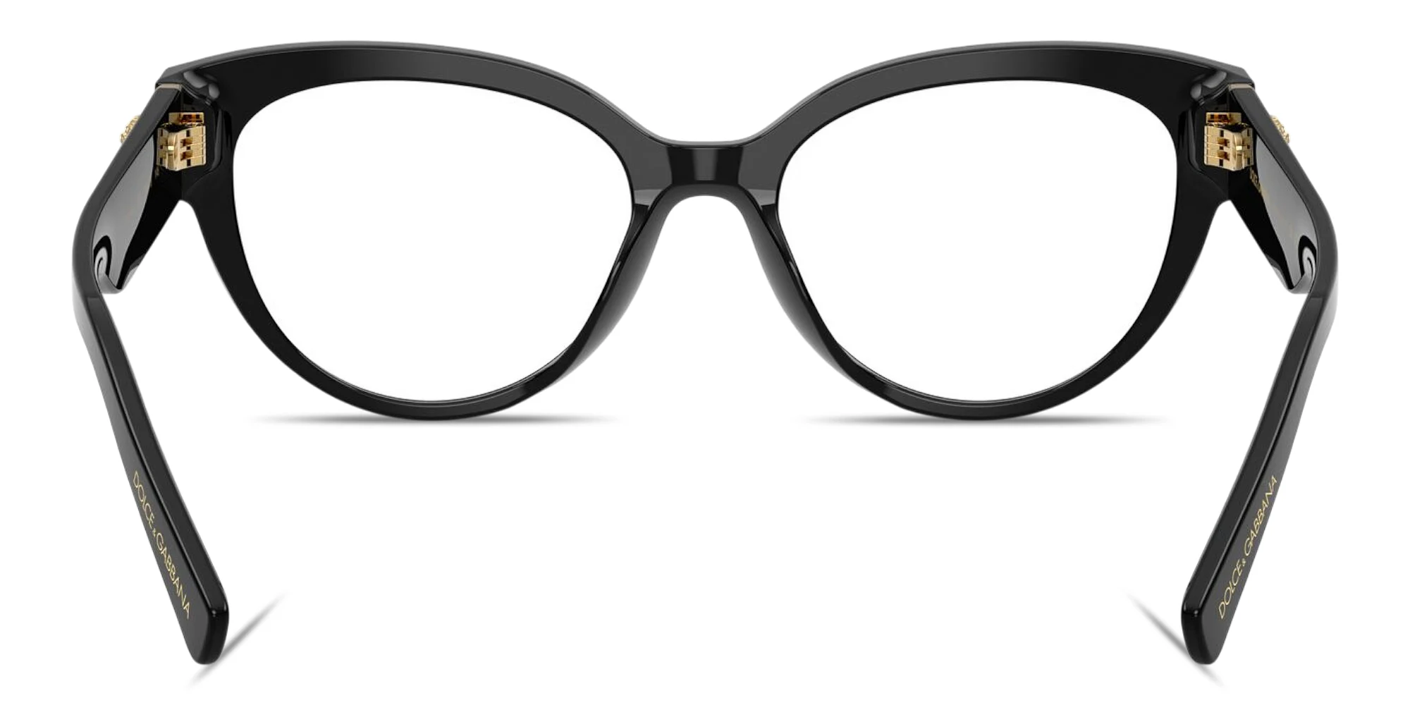 Shop Dolce & Gabbana Heart Motif Cat-Eye Eyeglasses in Black online.
