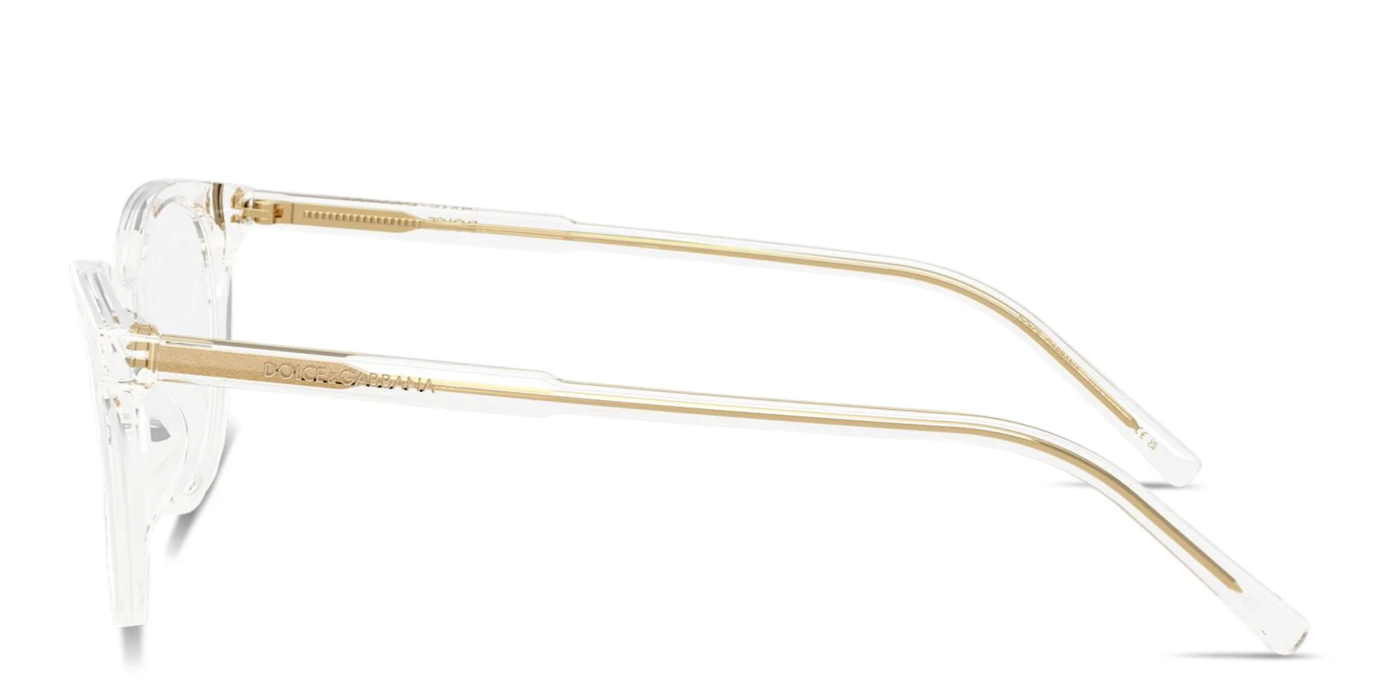 Shop Dolce & Gabbana Logo Signature Wide Cat-Eye Eyeglasses in Crystal online.
