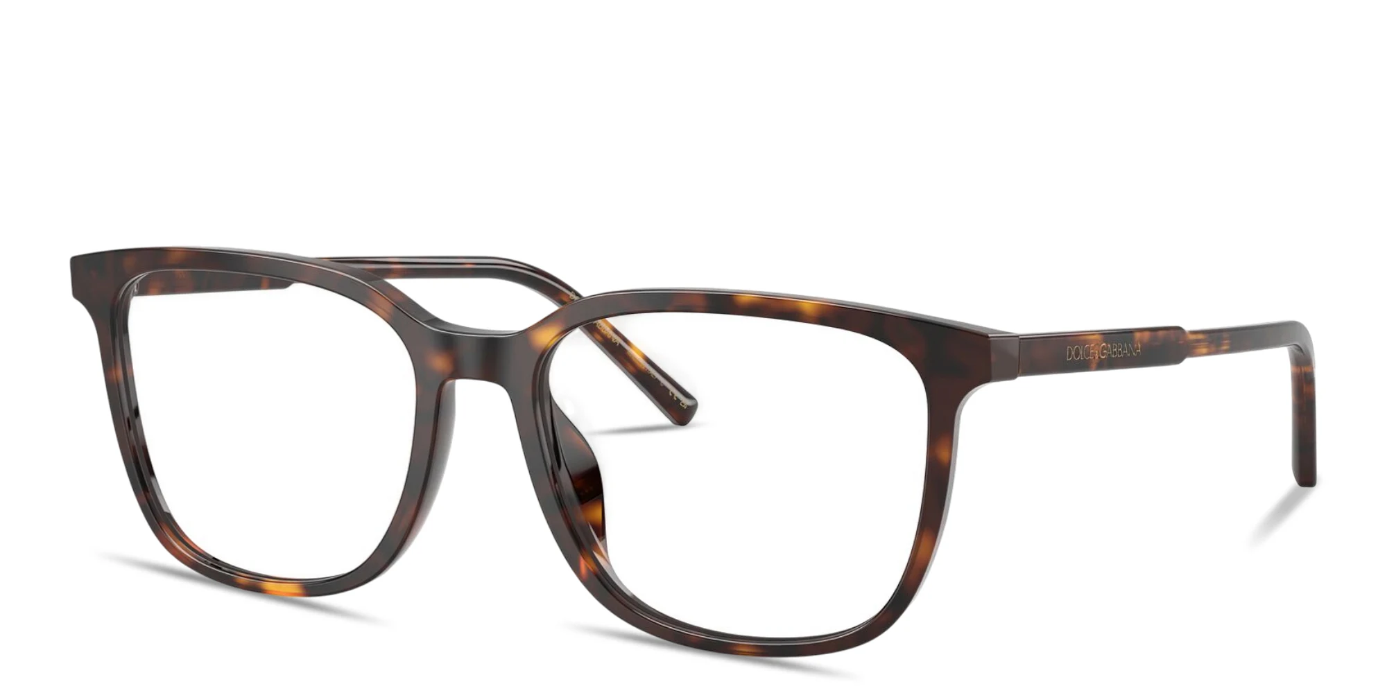 Shop Dolce & Gabbana Logo Signature Square Eyeglasses in Havana online.