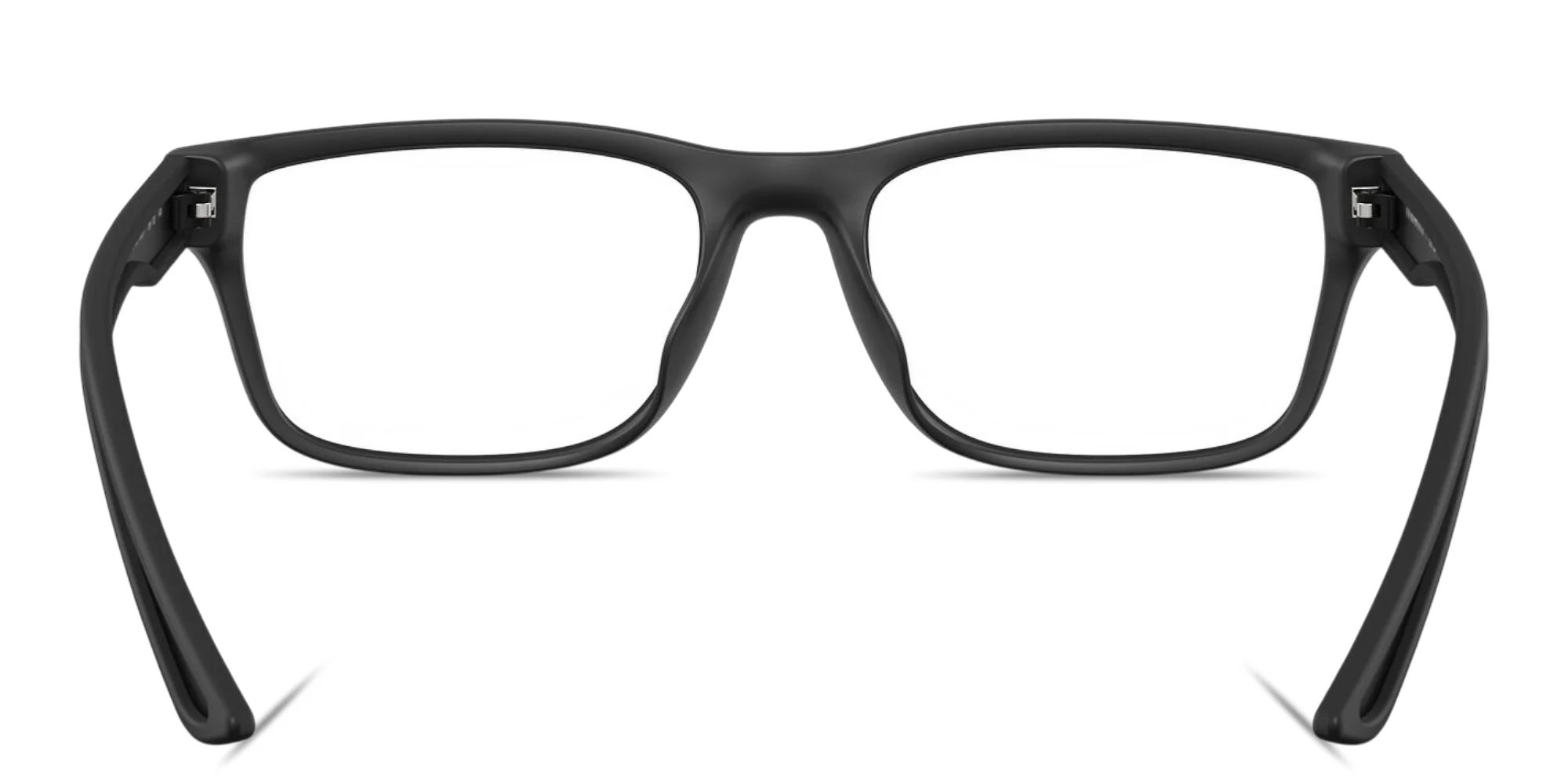 Shop Emporio Armani Eagle Logo Pillow Eyeglasses in Rubber Matte Black online.