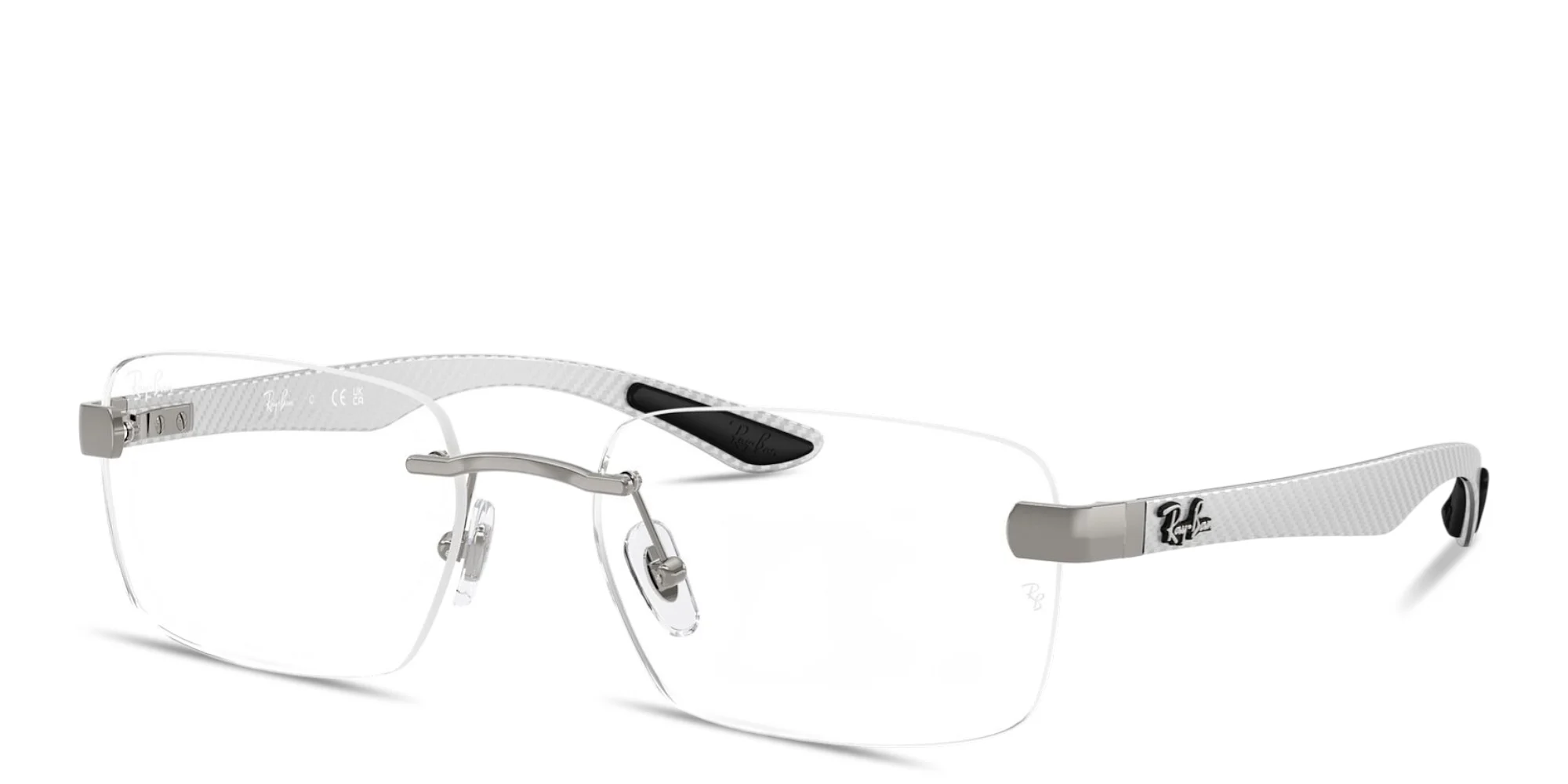 Shop Ray-Ban Optics Unisex Rimless Wide Square Eyeglasses in Gunmetal online.