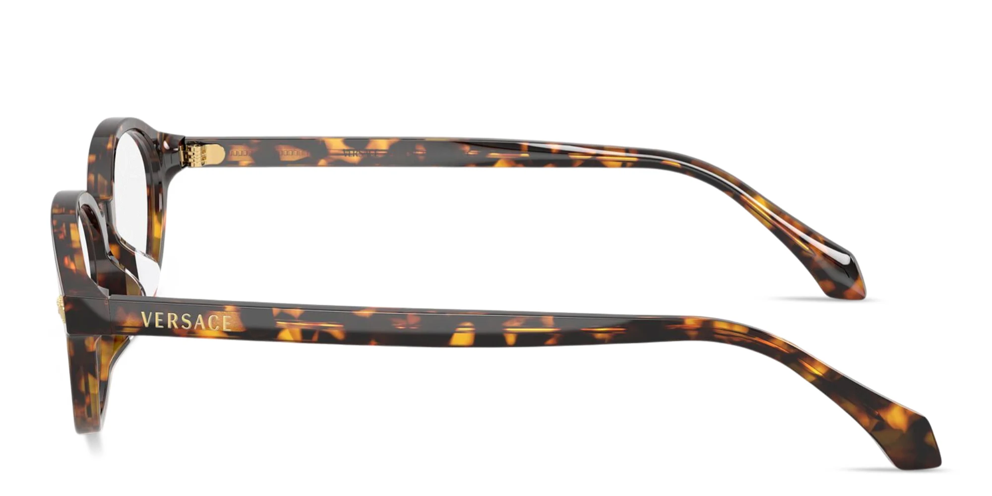 Shop VERSACE Medusa Oval Eyeglasses in Havana online.